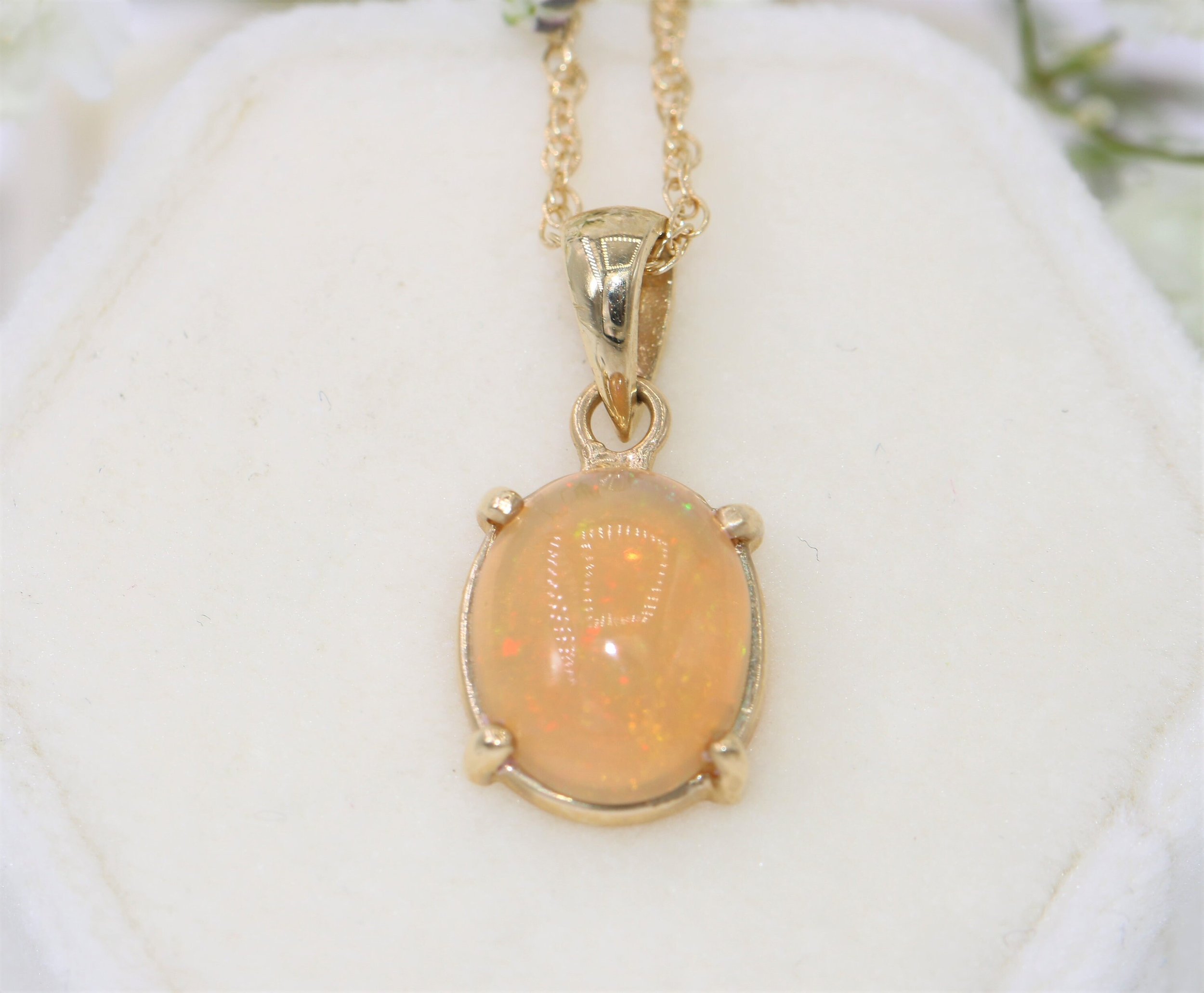 Custom Made Natural Opal Pendant 14k Solid Gold Necklace Pendant 18 inch