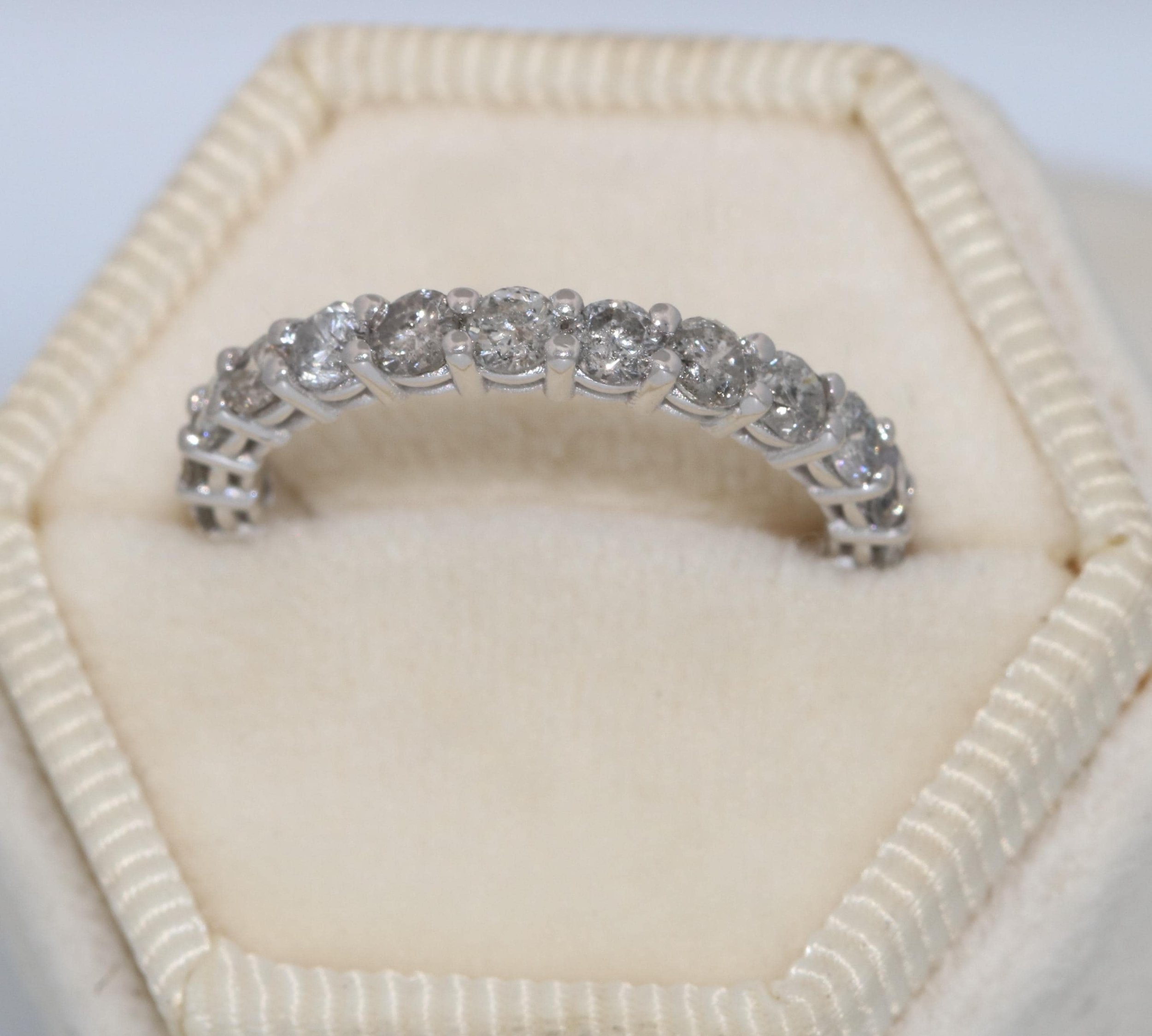 Stackable Grey Salt and Pepper Natural Diamonds Half Eternity Ring