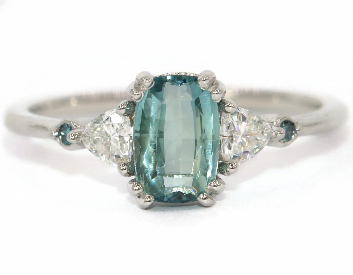 5 Stone Engagement Ring with Trillion Side Stones Setting ONLY