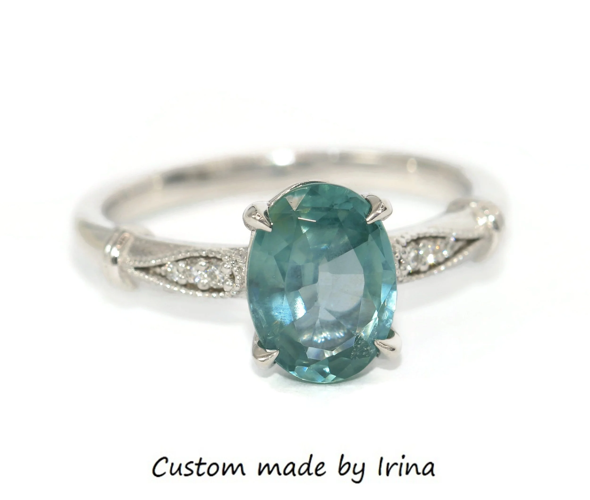 14k Solid Gold Custom-Made Edwardian Style Inspired Designer Ring, Setting ONLY