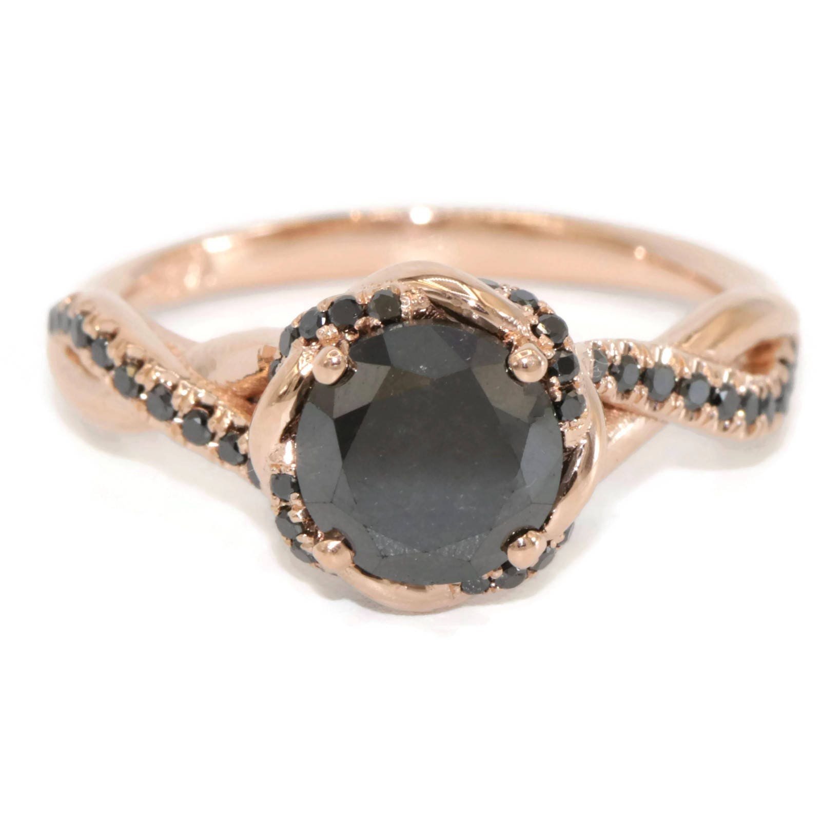 1.5 ct Black Natural Diamond Engagement Ring