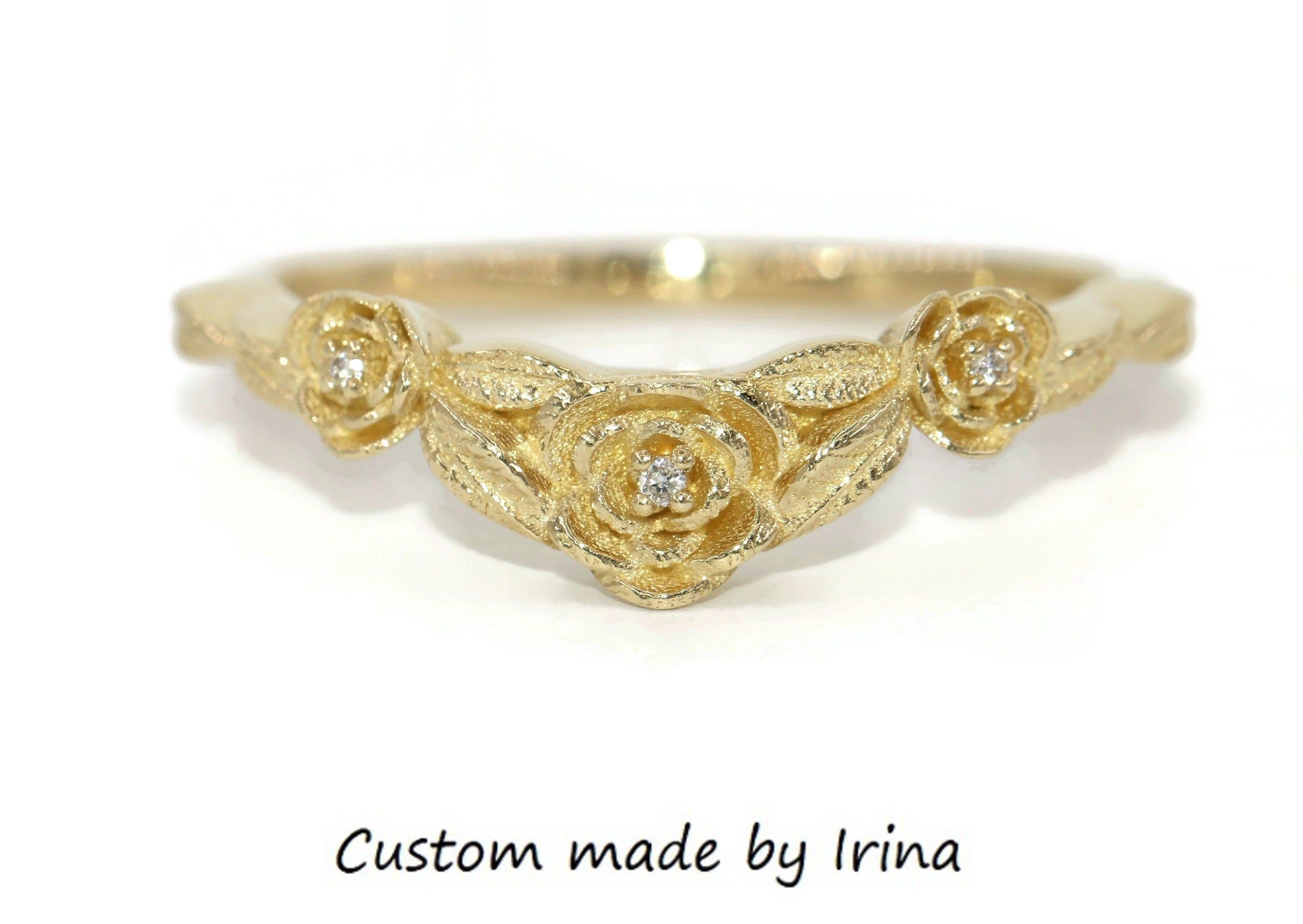 Rustic Nature Inspired Flowers and Leaves Wedding Ring