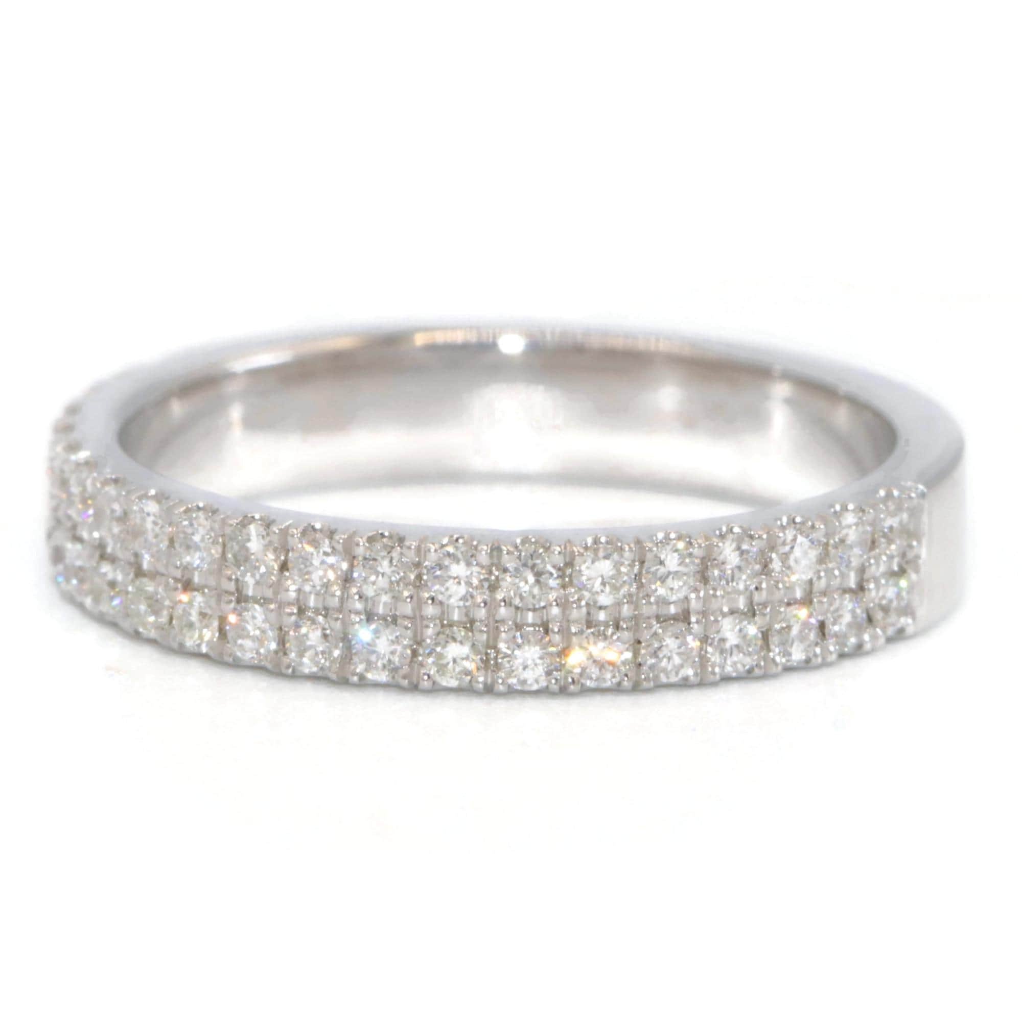 Double Row Natural Diamonds Wedding Ring Custom Made