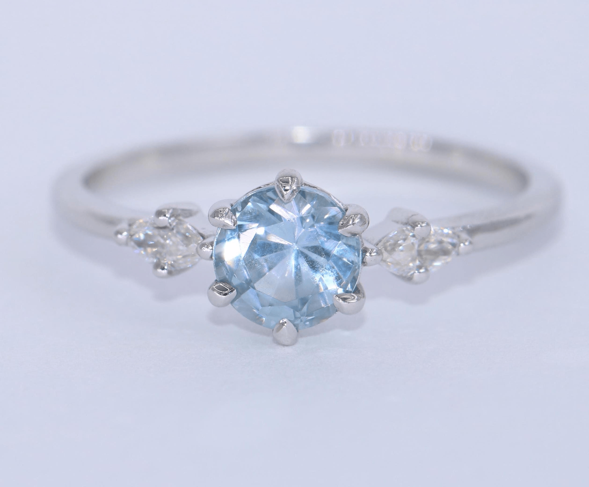 1 ct Sky Blue 3 Stone Natural Sapphire Ring Custom Made