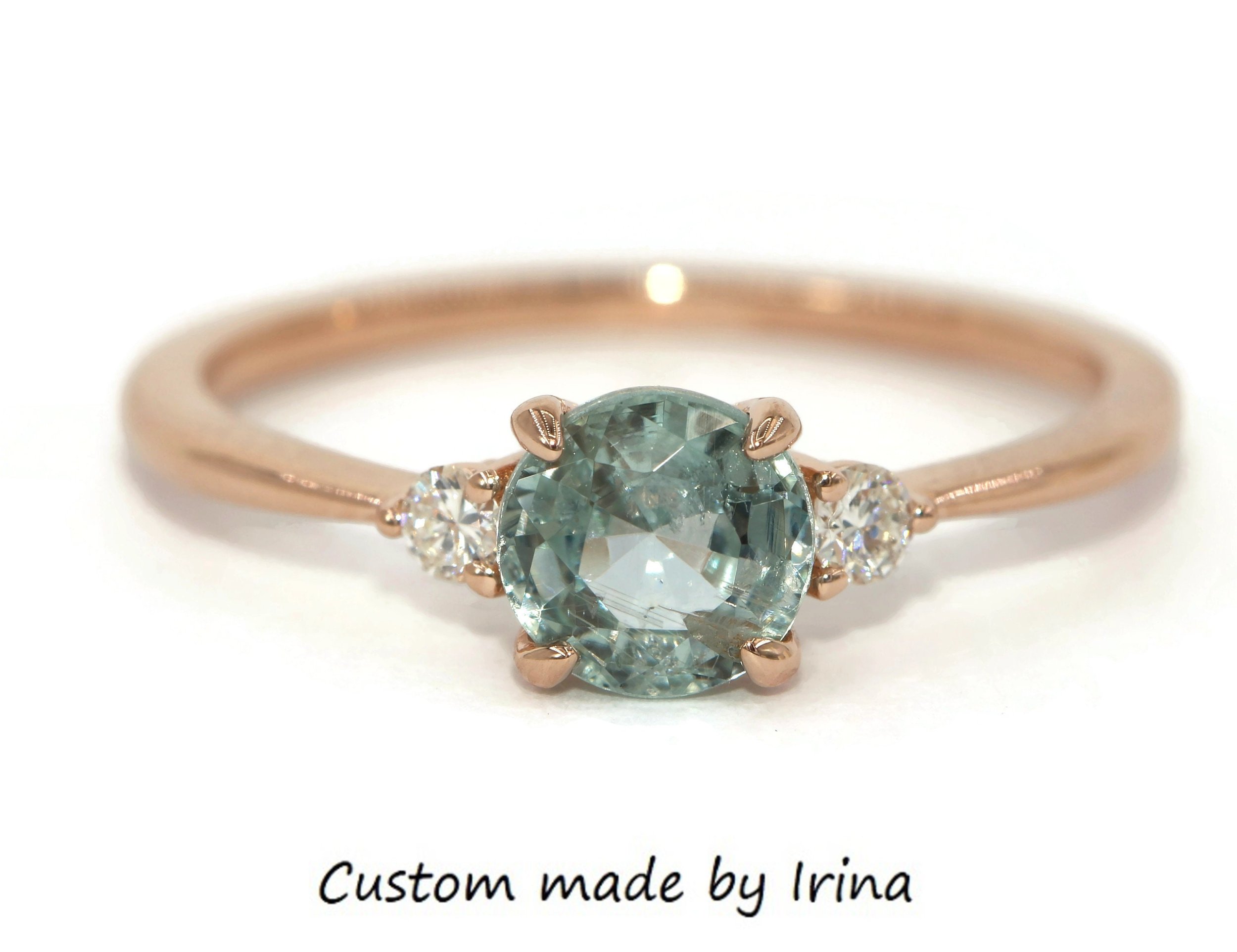 1 ct Round Pastel Blue Montana Sapphire 3 Stone Ring