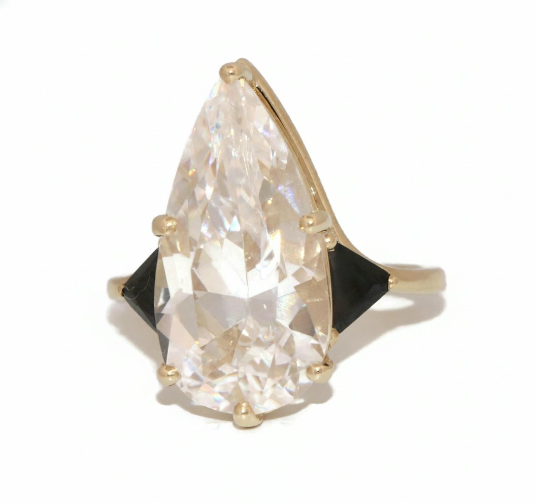 6 ct IGI Certified Elongated Pear Lab Diamond 3 Stone Ring