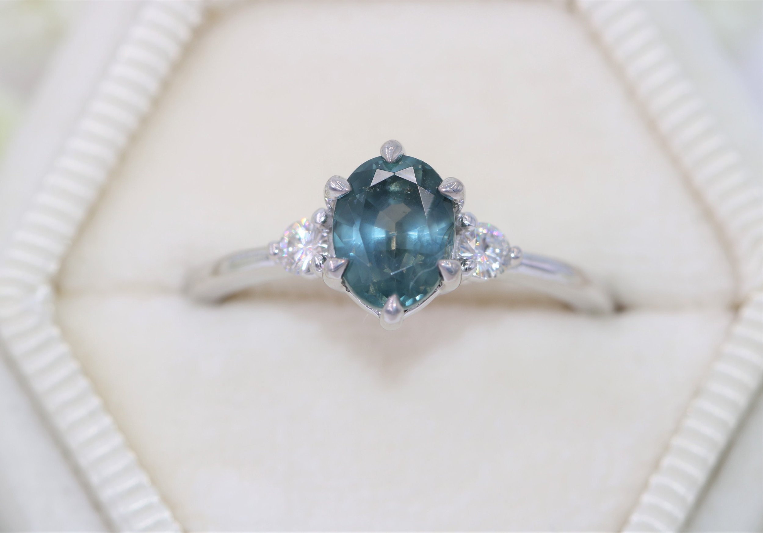 Oval Custom Made 3 Stone Engagement Ring SETTING ONLY