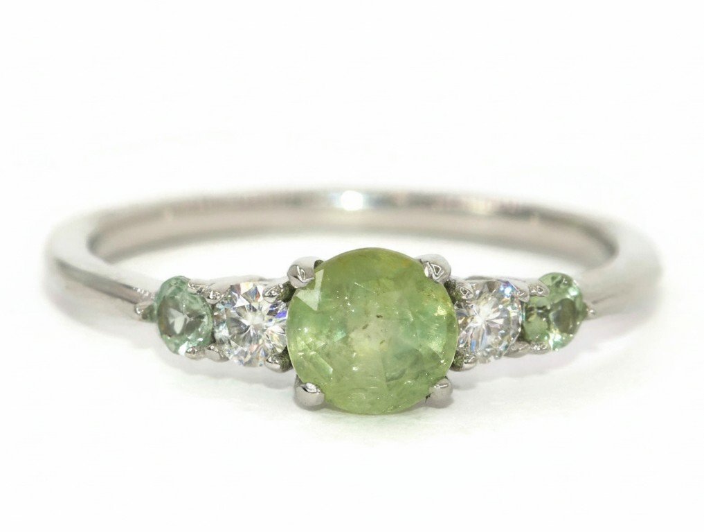 Opaque Unheated Montana Sapphire 5 Stone Ring