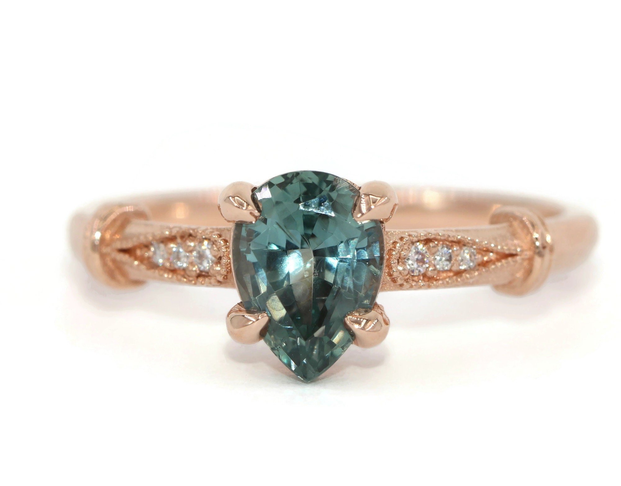 1.5 ct Pear Unheated Montana Sapphire Engagement Ring