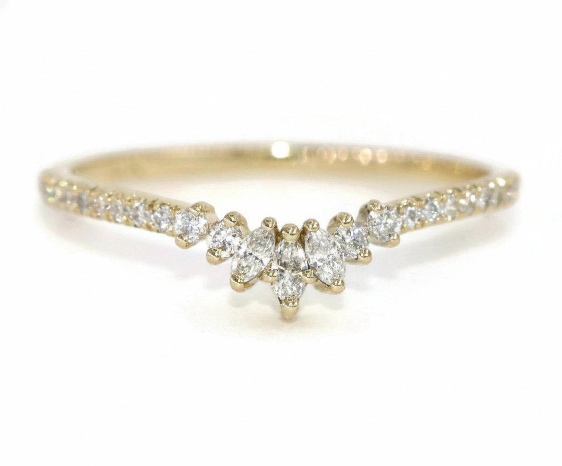 Marquise Lab Diamonds Sunburst Stacking Ring
