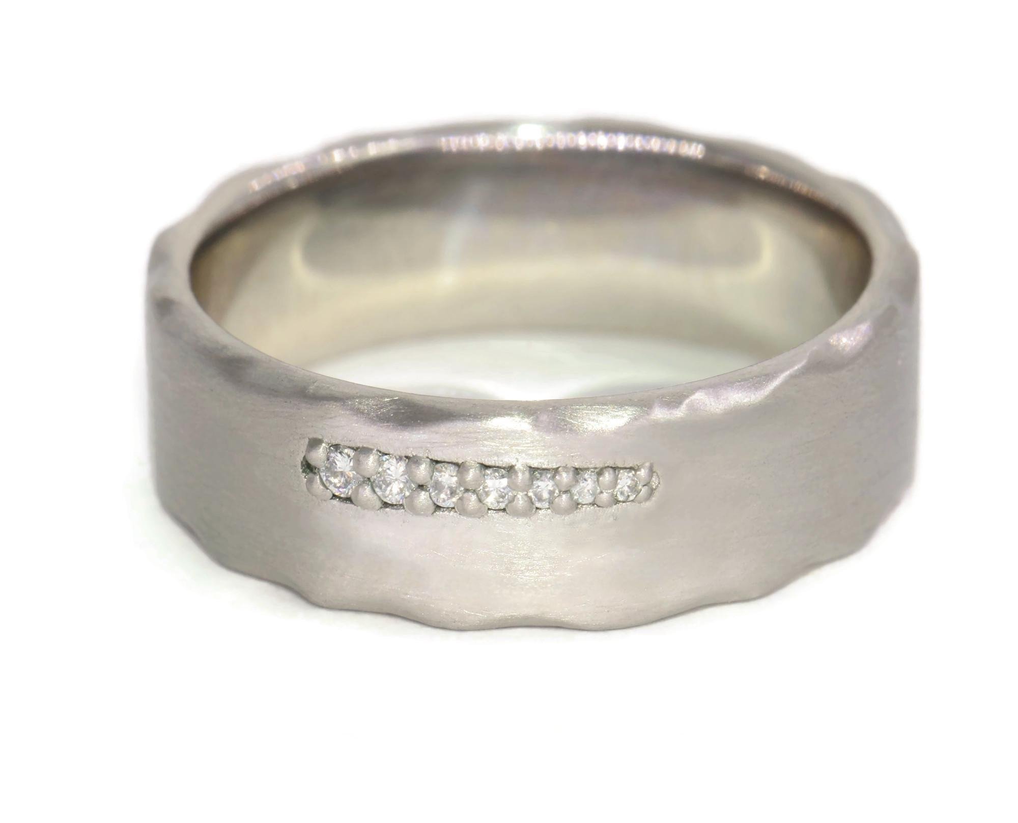 Uneven Edges Satin Finish Organic Unisex Custom Wedding Ring