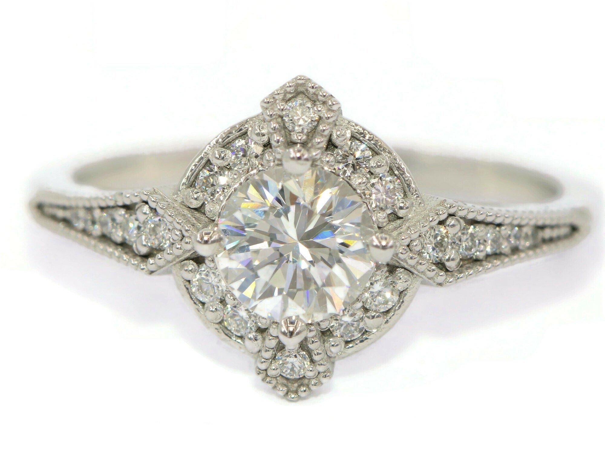 Edwardian Style Inspired Natural Diamond Engagement Ring