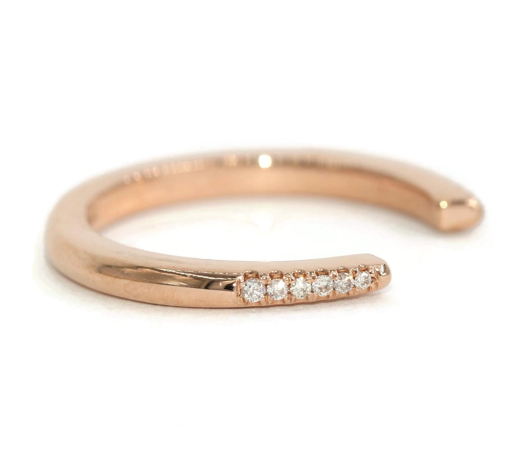 Custom-made Open Cuff Natural Diamond Stackable Ring