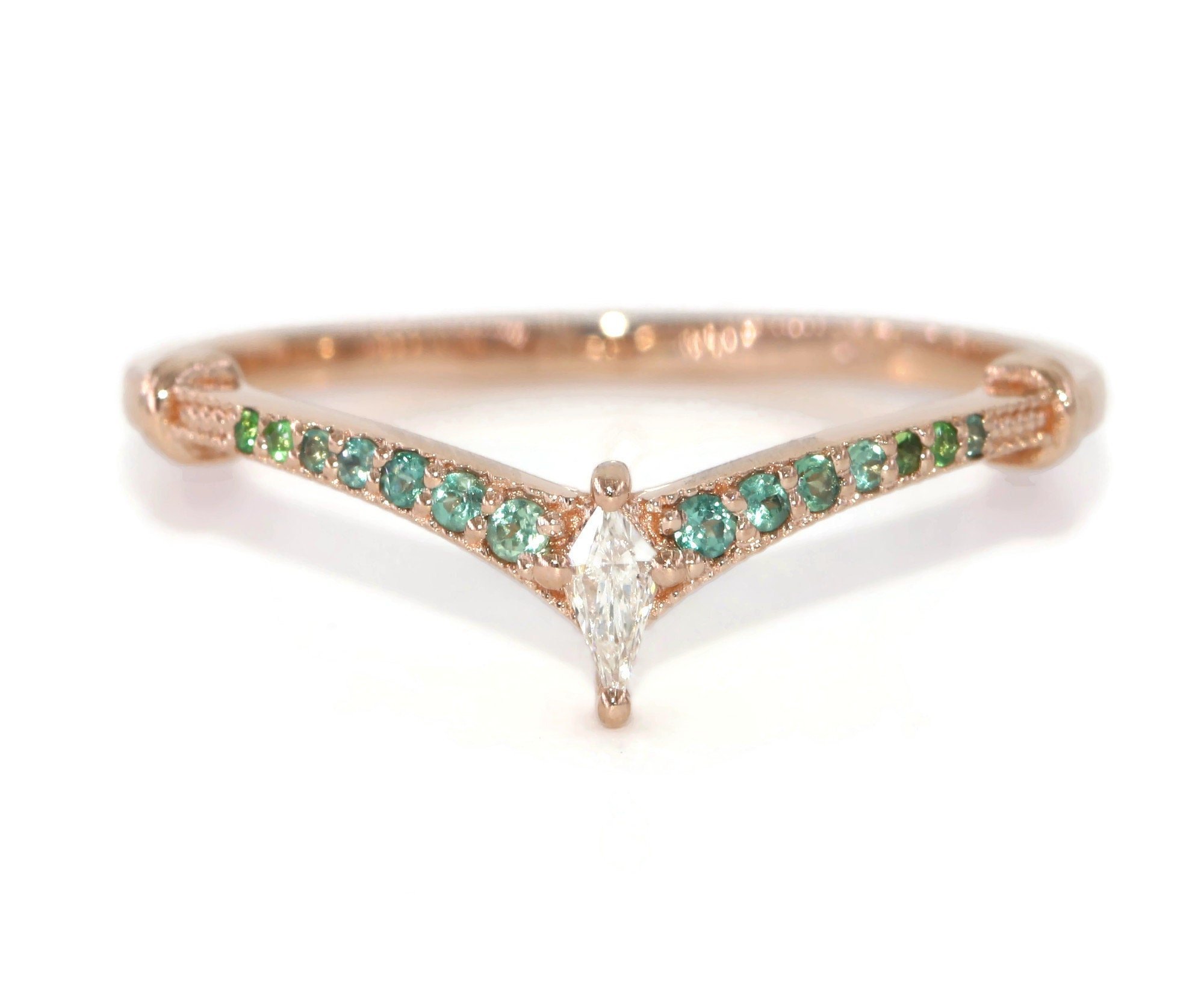 Kite Natural Diamond Chevron Flair Custom Matching Ring