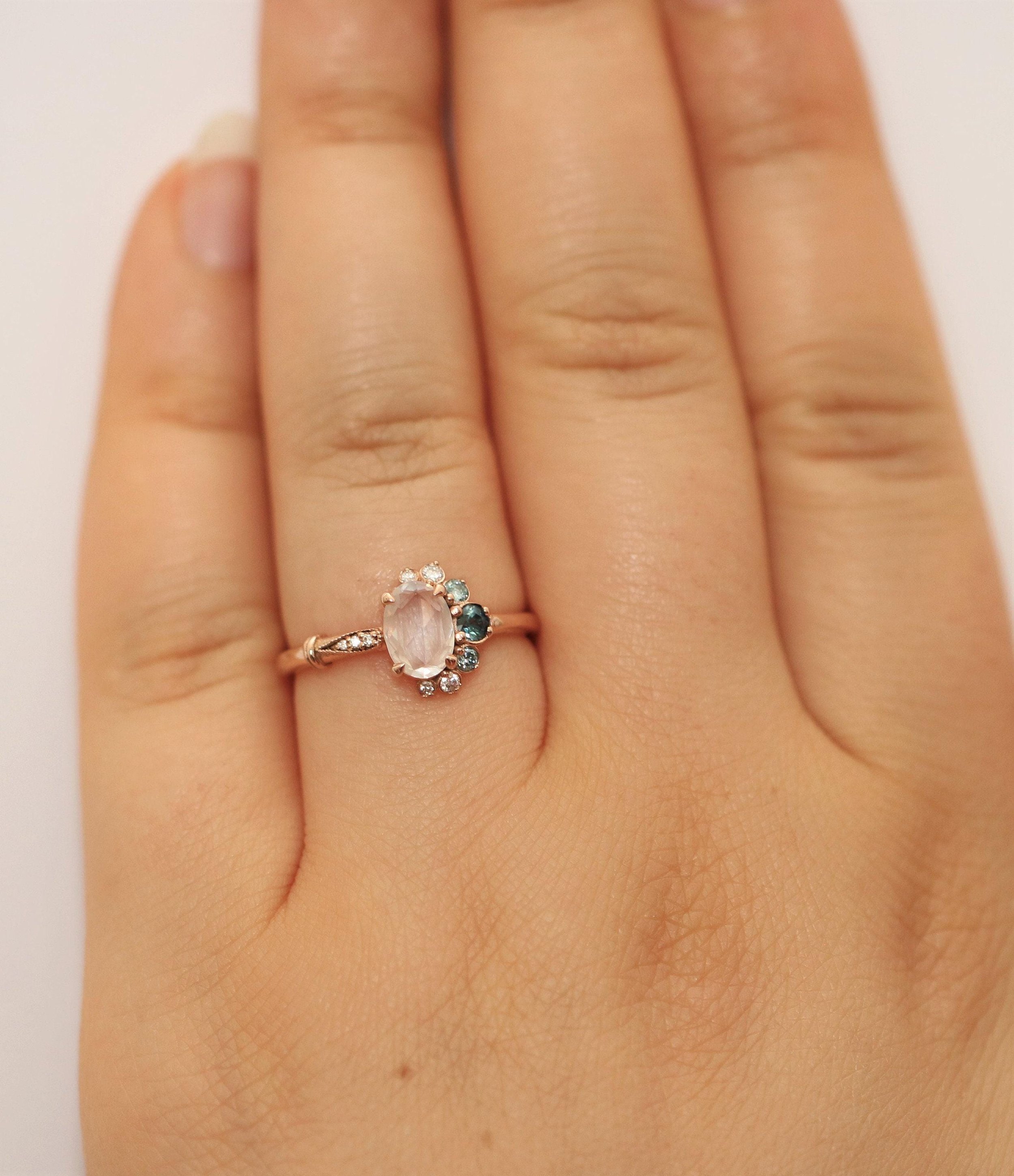14k rose gold engagement bridal ring handmade in USA