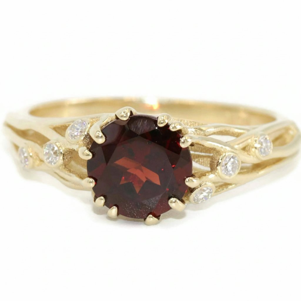 Custom Made Vines Garnet Ring
