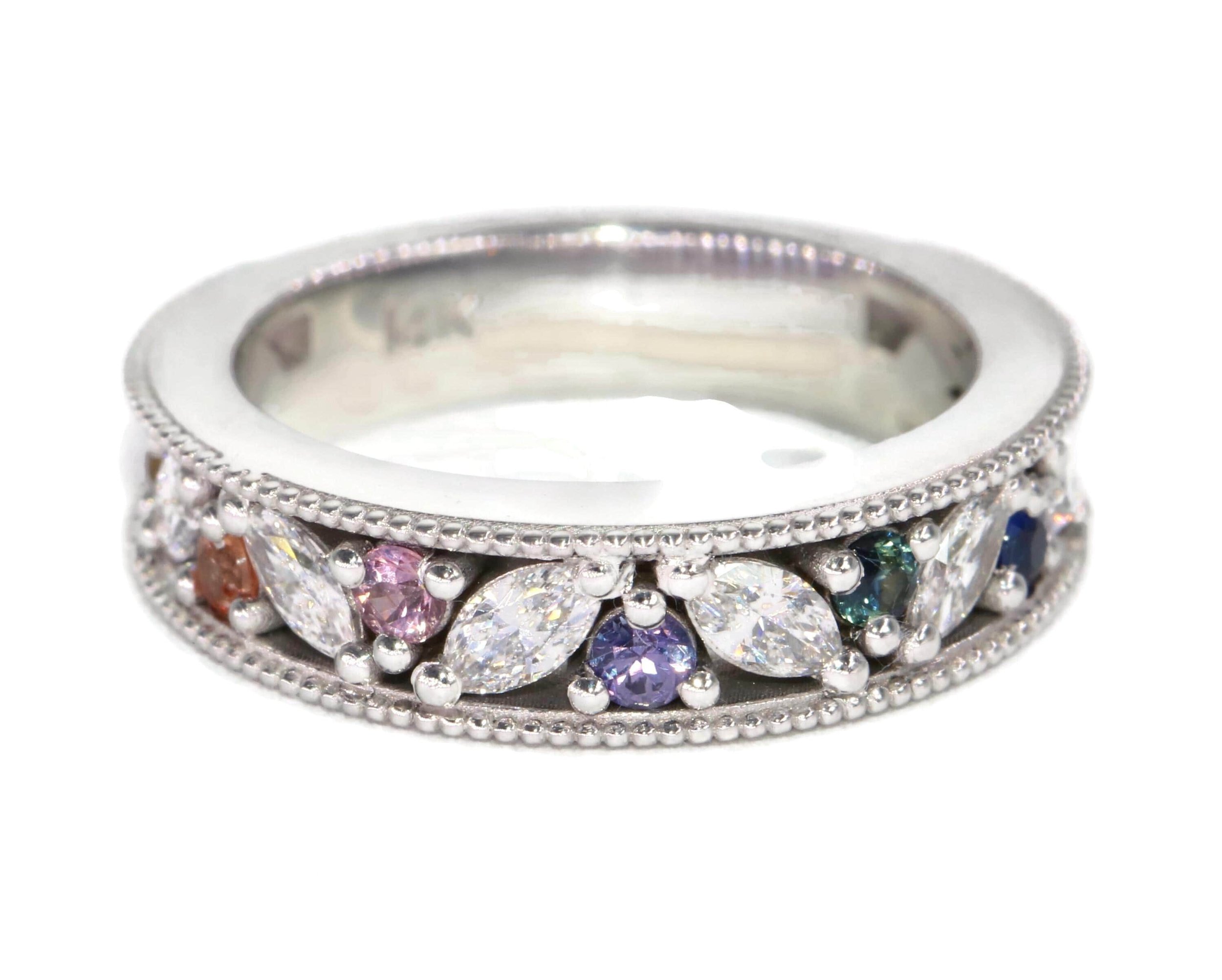 Ombre Cluster Multicolor Wedding Ring