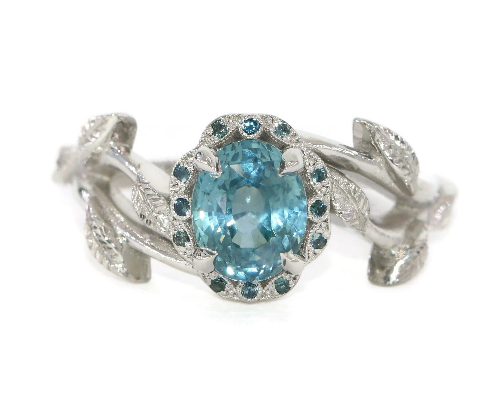 2 ct GIA Certified Teal Blue Natural Sapphire Engagement Ring