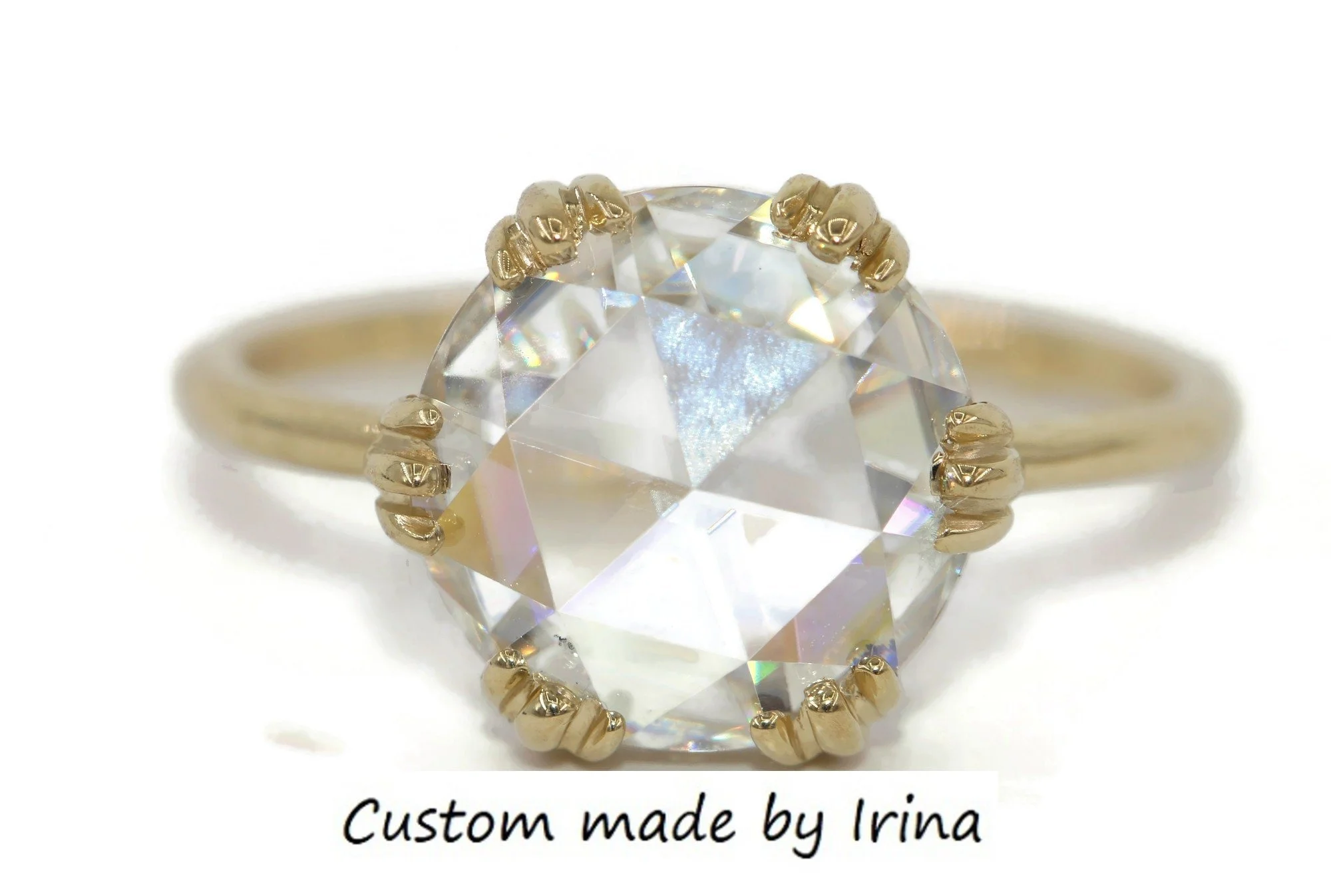 2 ct Rose Cut IGI Certified Lab Diamond Vintage Inspired Engagement Ring 14k Solid Gold