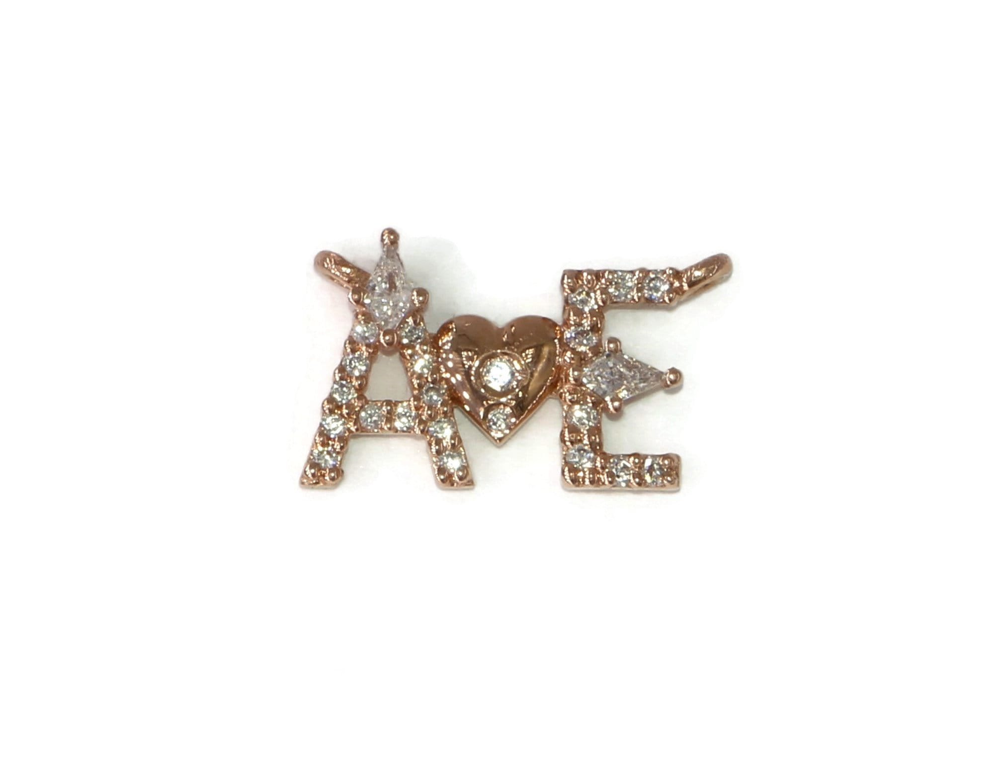 Personalized Initial Custom Necklace Letters Puffy Heart Pendant