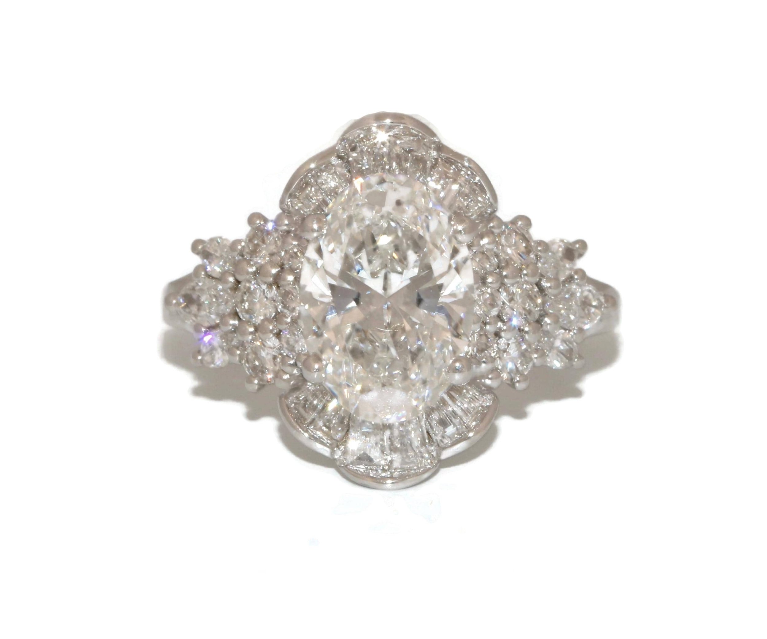 Art Deco 2 ct Oval Lab Diamond Engagement Ring