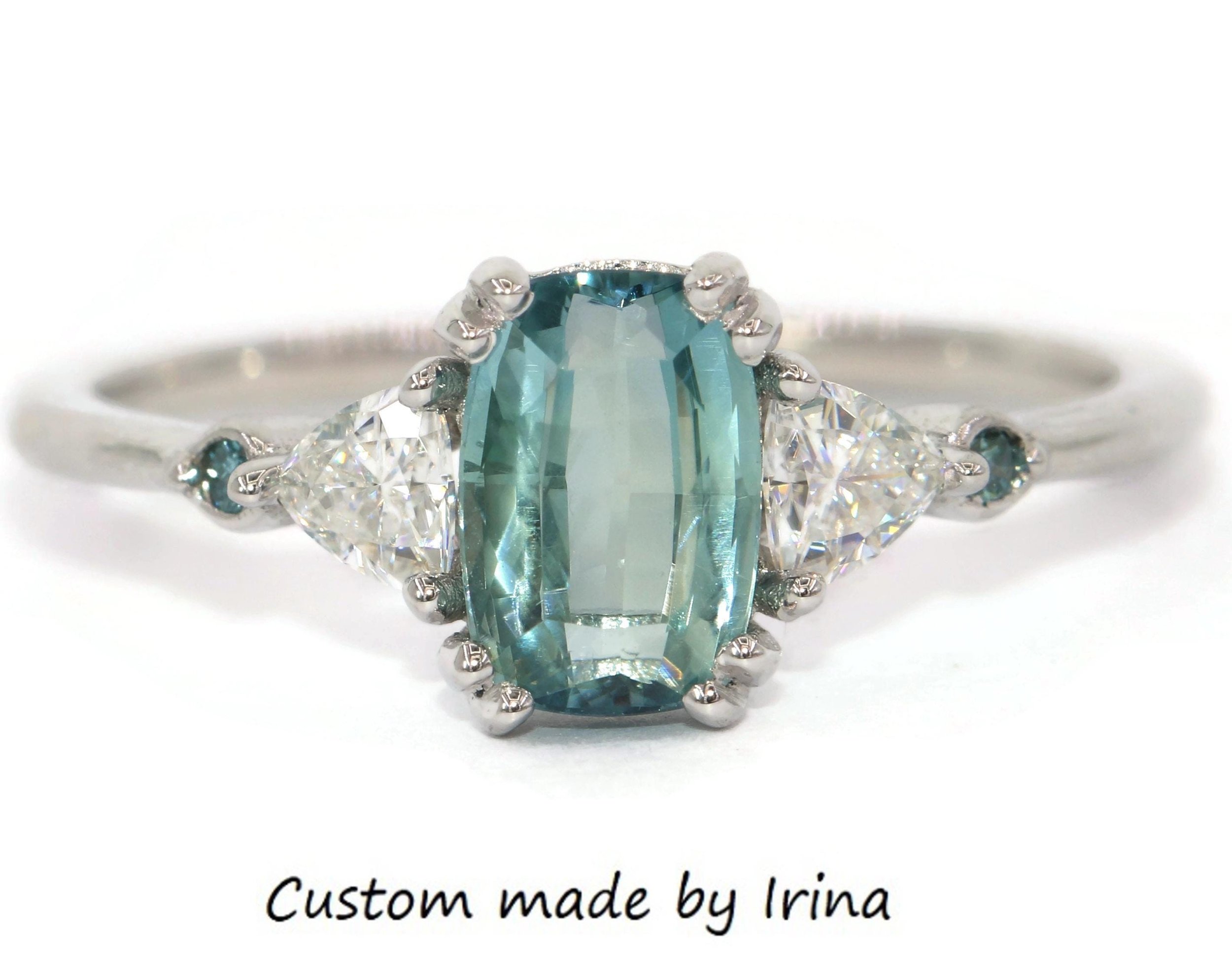 5 Stone Engagement Ring with Trillion Side Stones Setting ONLY