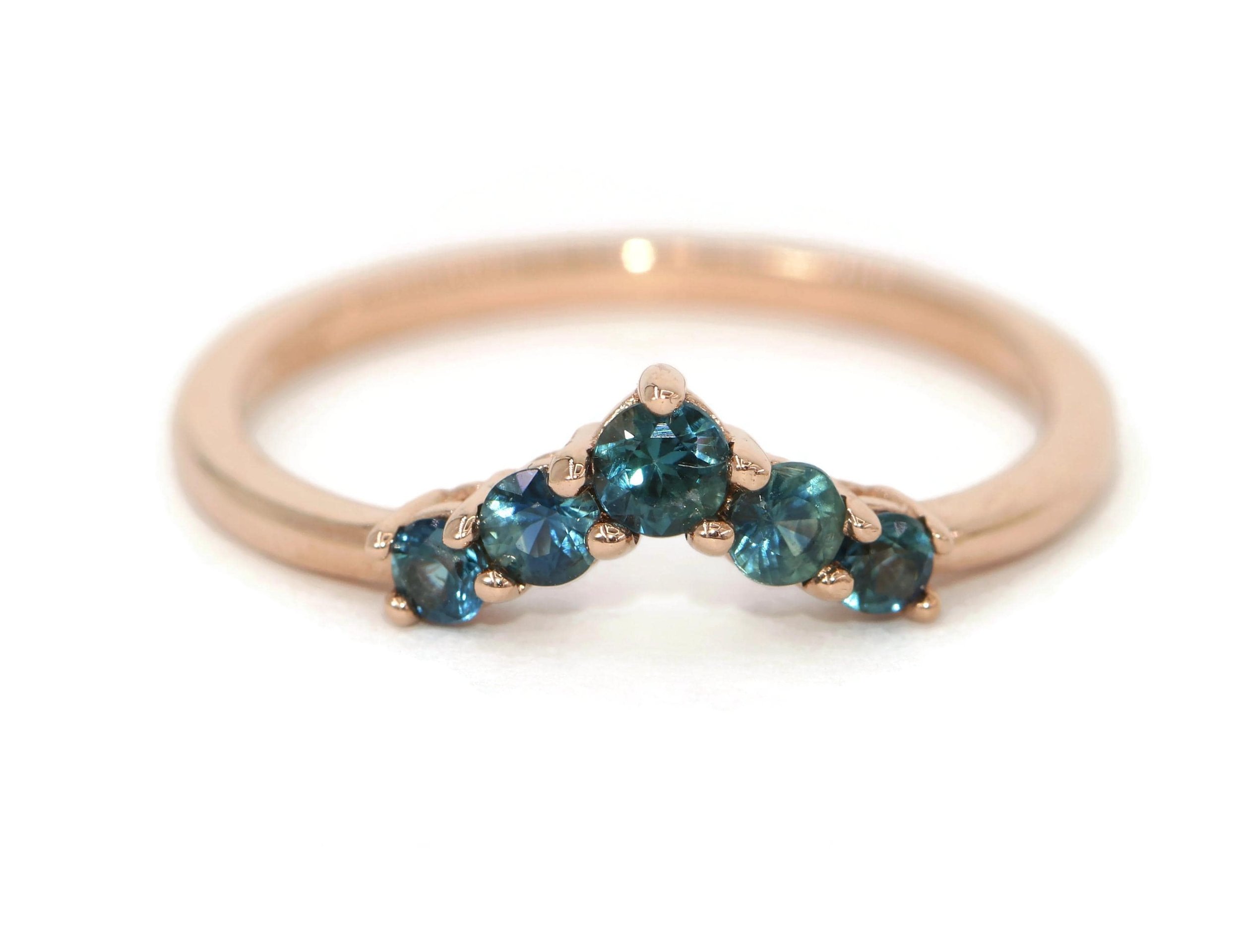 Nesting Blue Green Ombre Sapphires Flair Wedding Band
