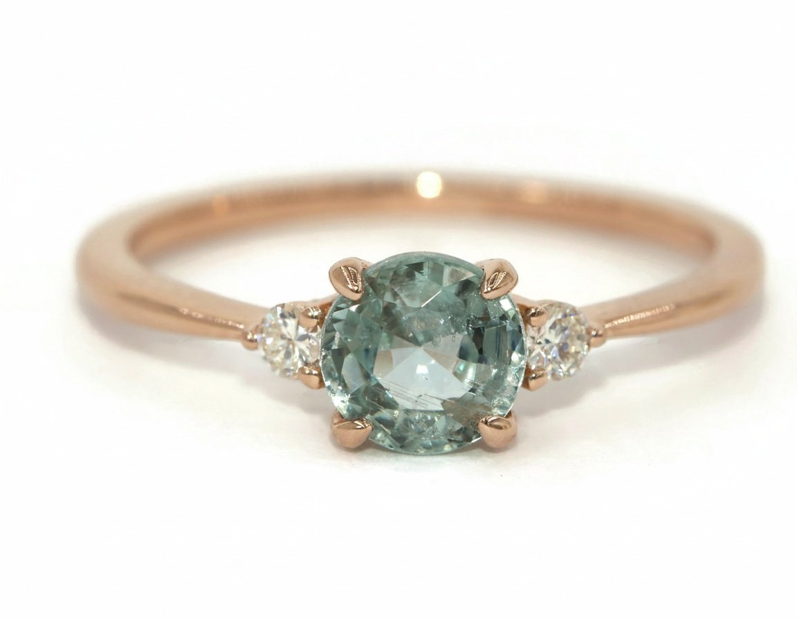 1 ct Round Pastel Blue Montana Sapphire 3 Stone Ring