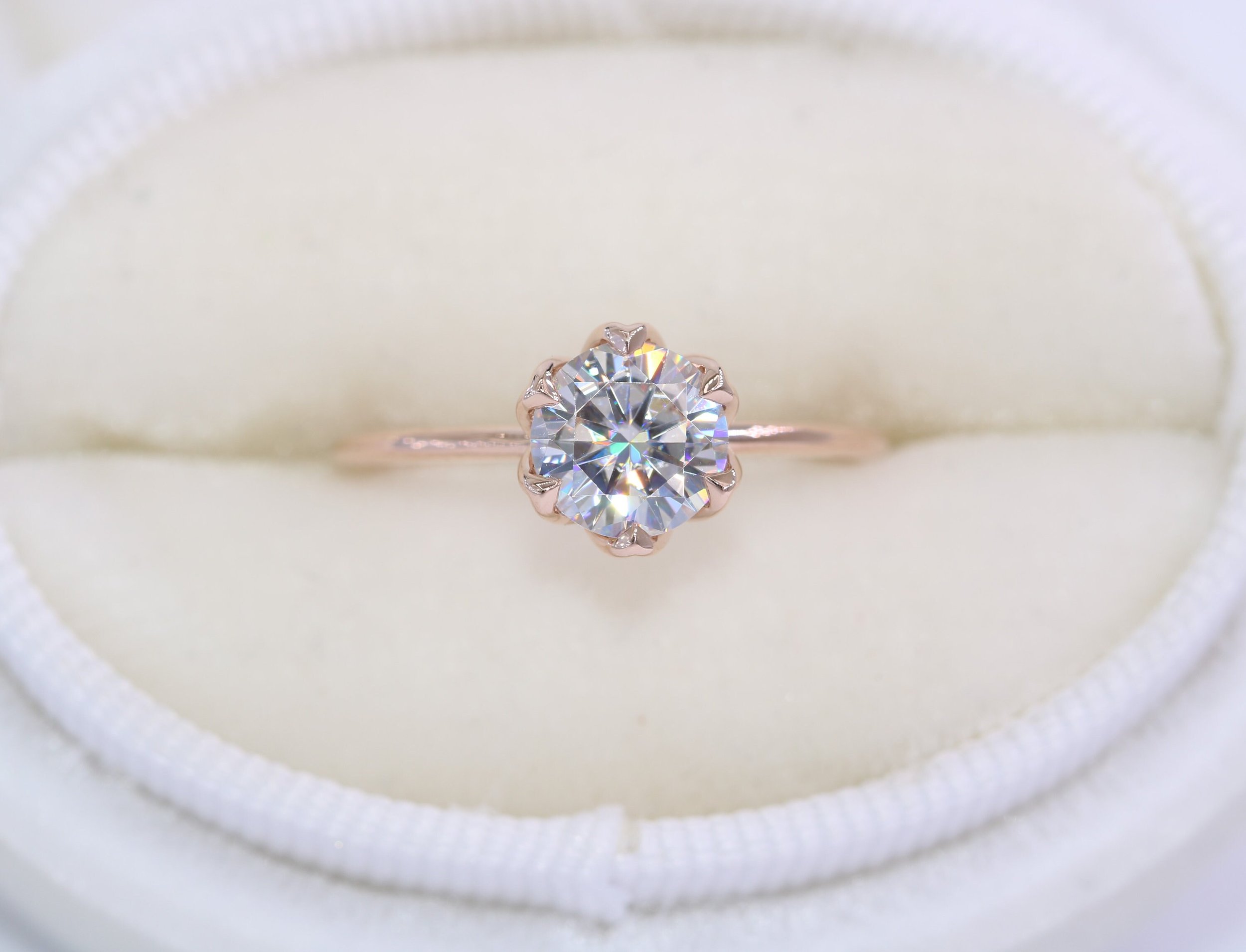 IGI Certified 1.5 ct Lab Diamond Flower Ring: Hidden Sapphires