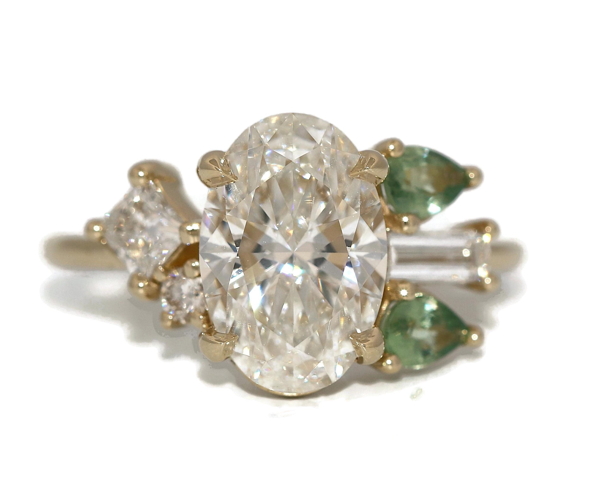 2 ct Oval IGI Lab Diamond Cluster Engagement Ring Custom Made