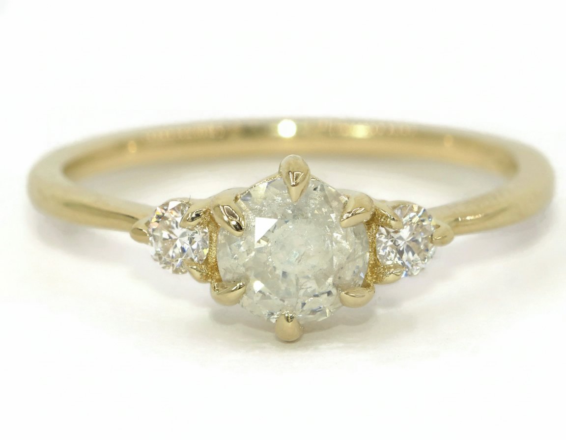 Salt and Pepper Diamond 3 Stone Engagement Ring