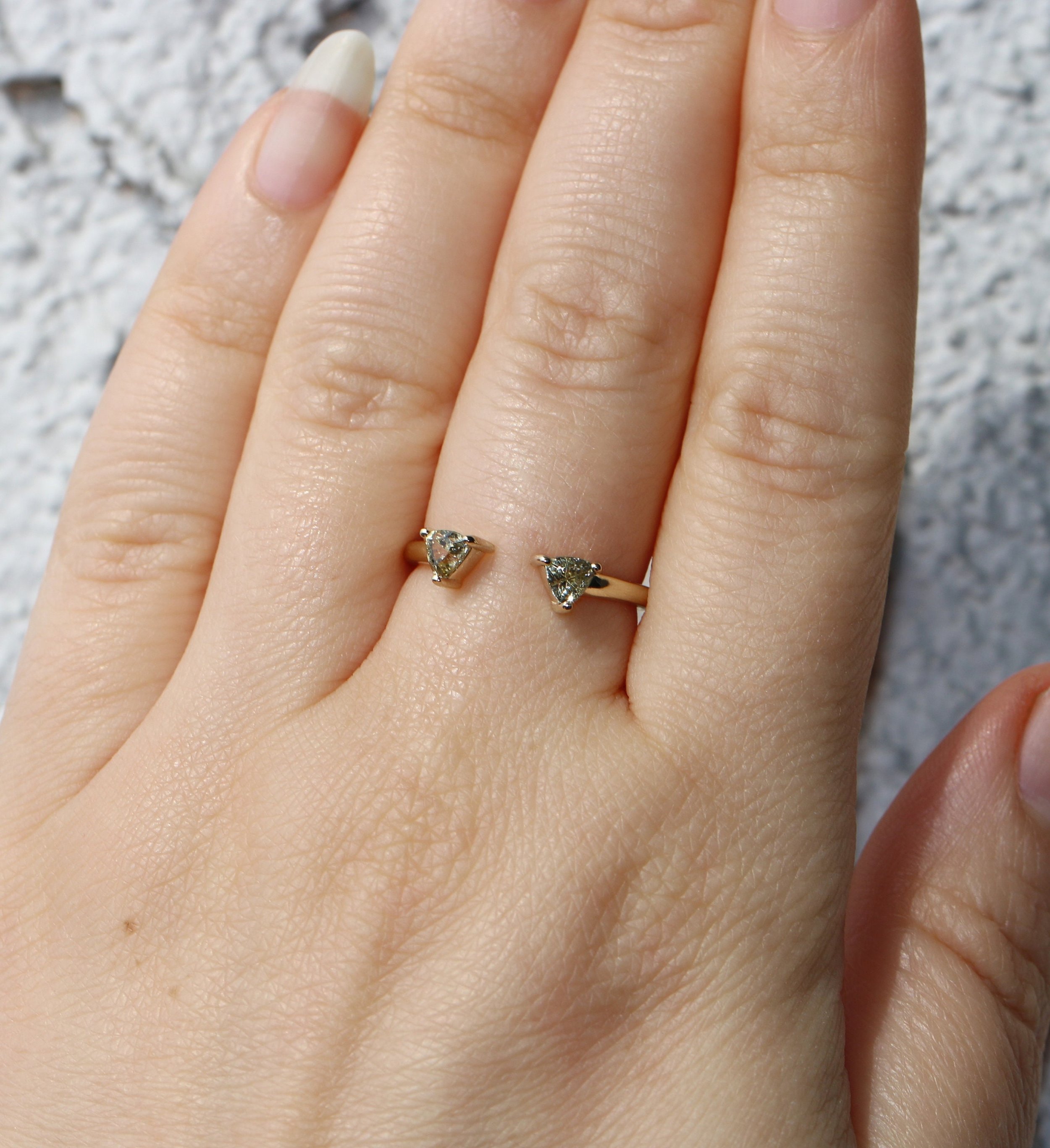 Custom Made Open Cuff Toi et Moi Ring