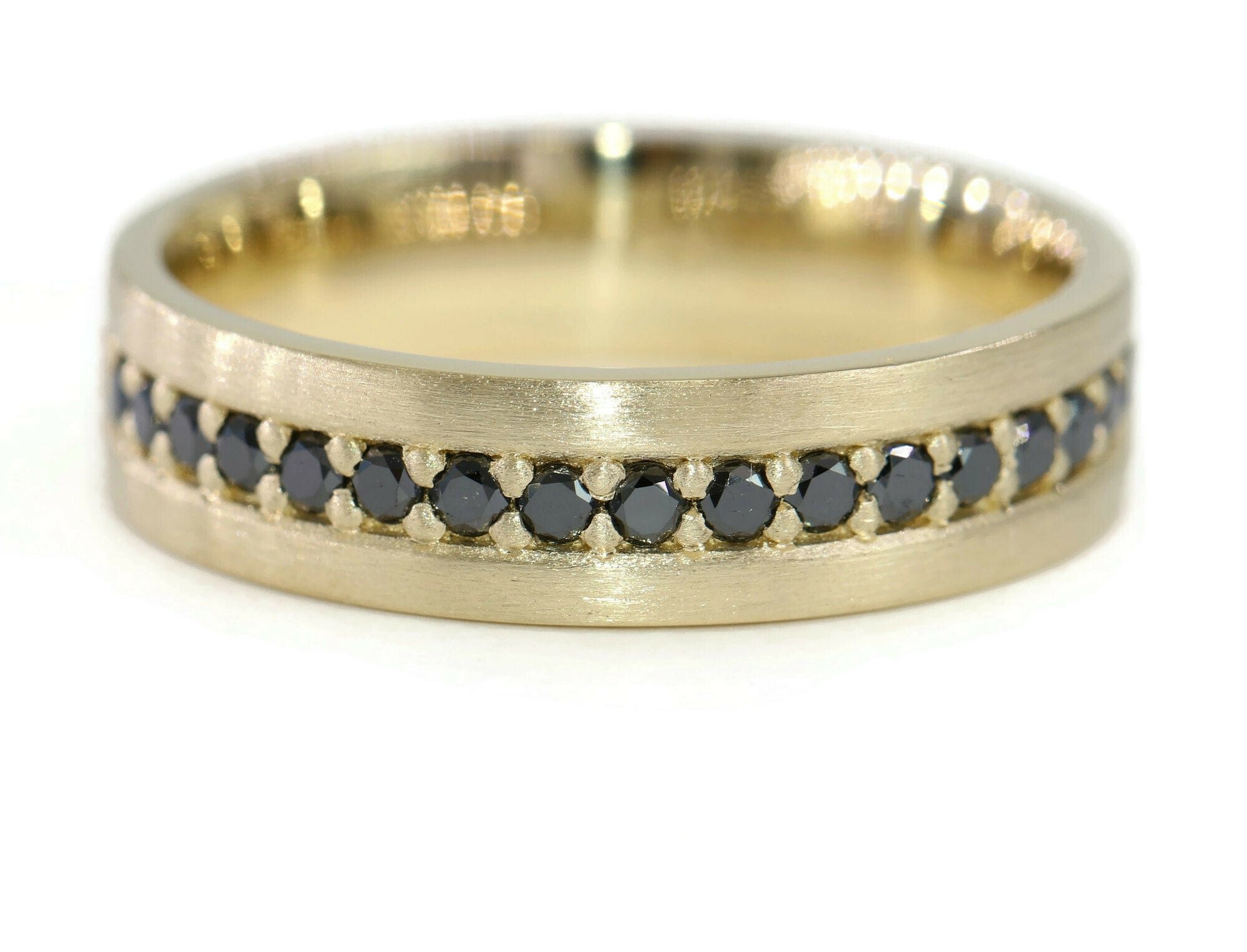 6 mm Wedding Band with Black Natural Diamonds