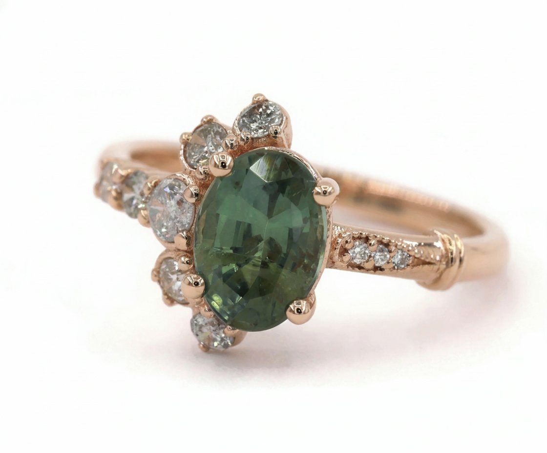 Custom Made Half-moon Cluster Halo Ring Setting Only