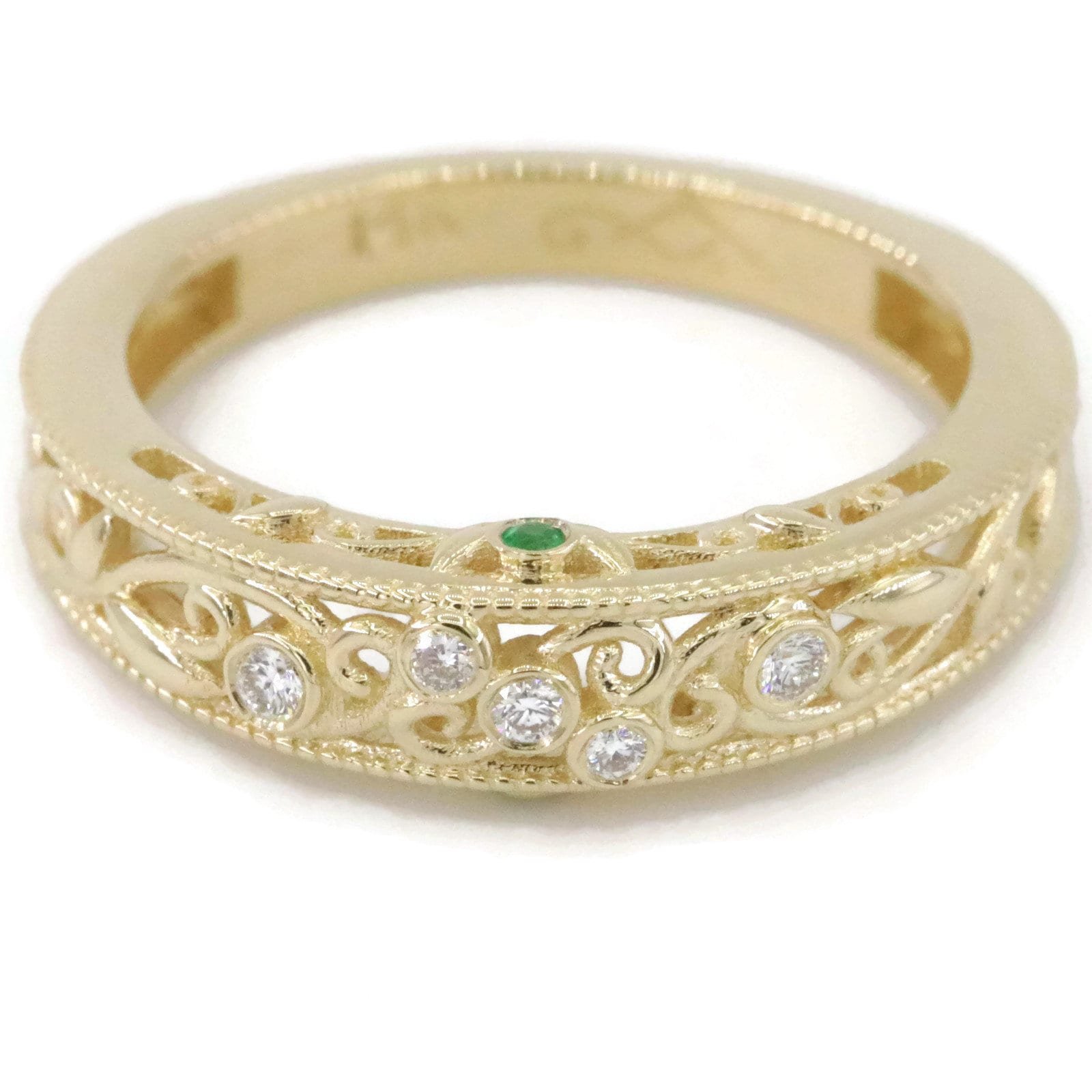 Filigree Lacework Leaf Vine Scroll Milgrain Wedding Diamond Ring Custom Made