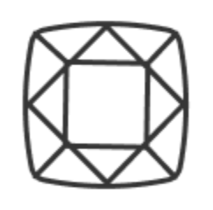 A black geometric design with interconnected lines forming a complex pattern within a rounded square shape.