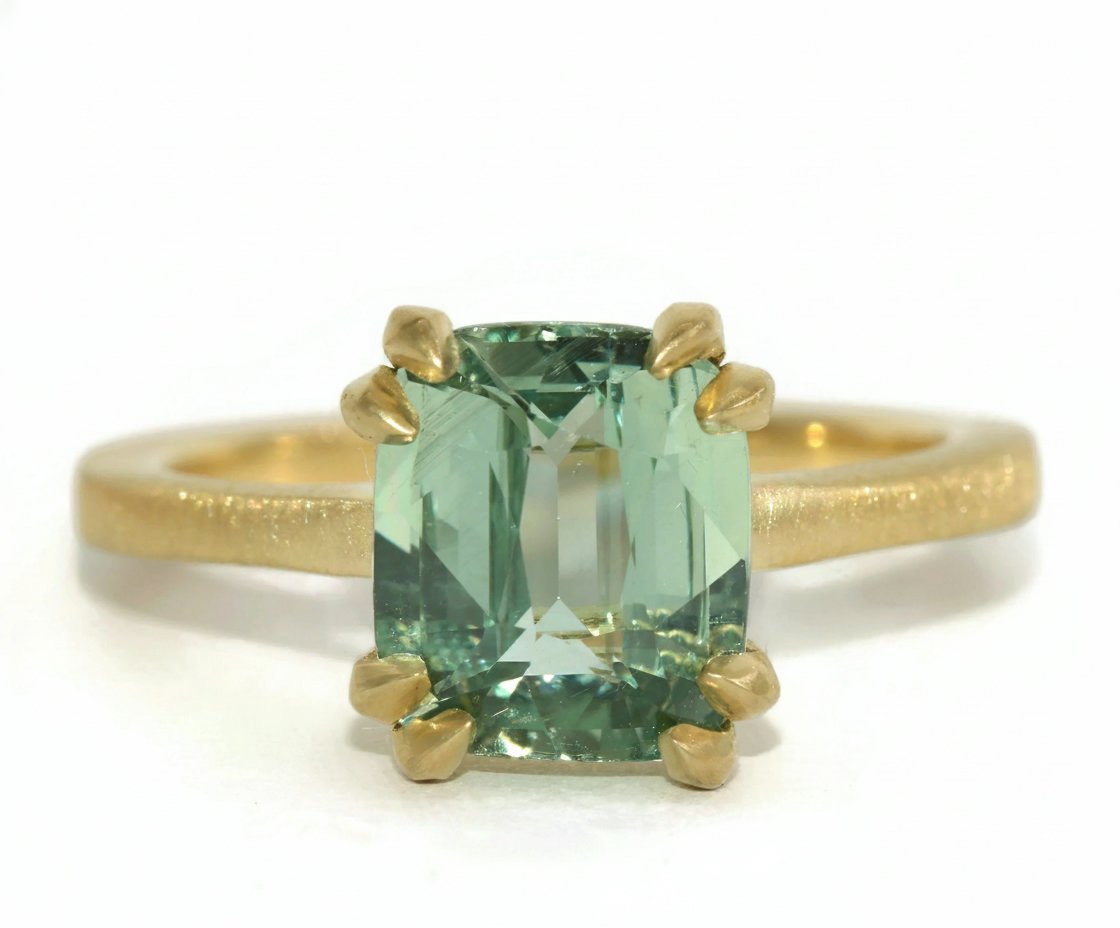 Custom-made Double Claw Prongs Engagement Ring Satin Polish Setting Only