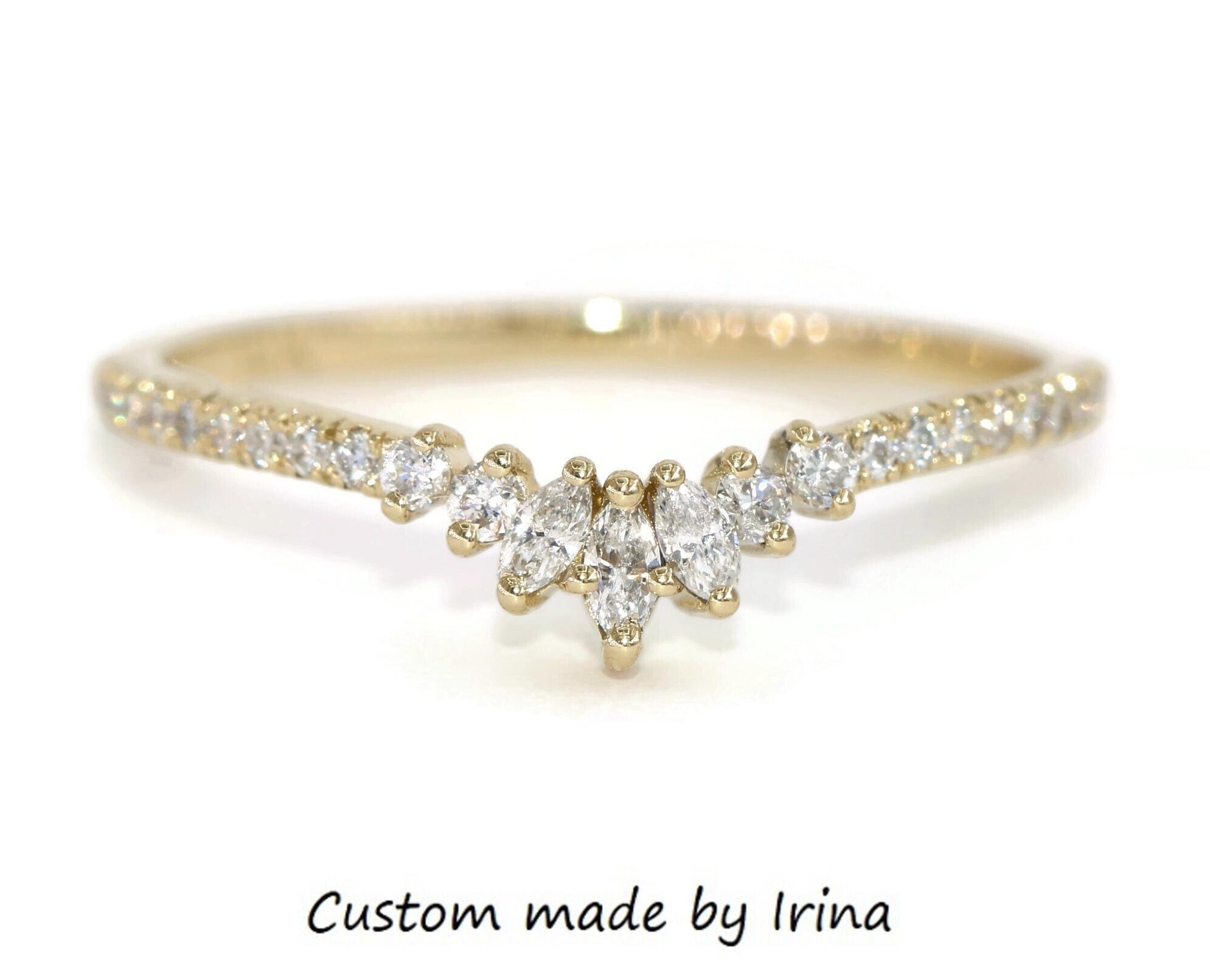 Marquise Lab Diamonds Sunburst Stacking Ring