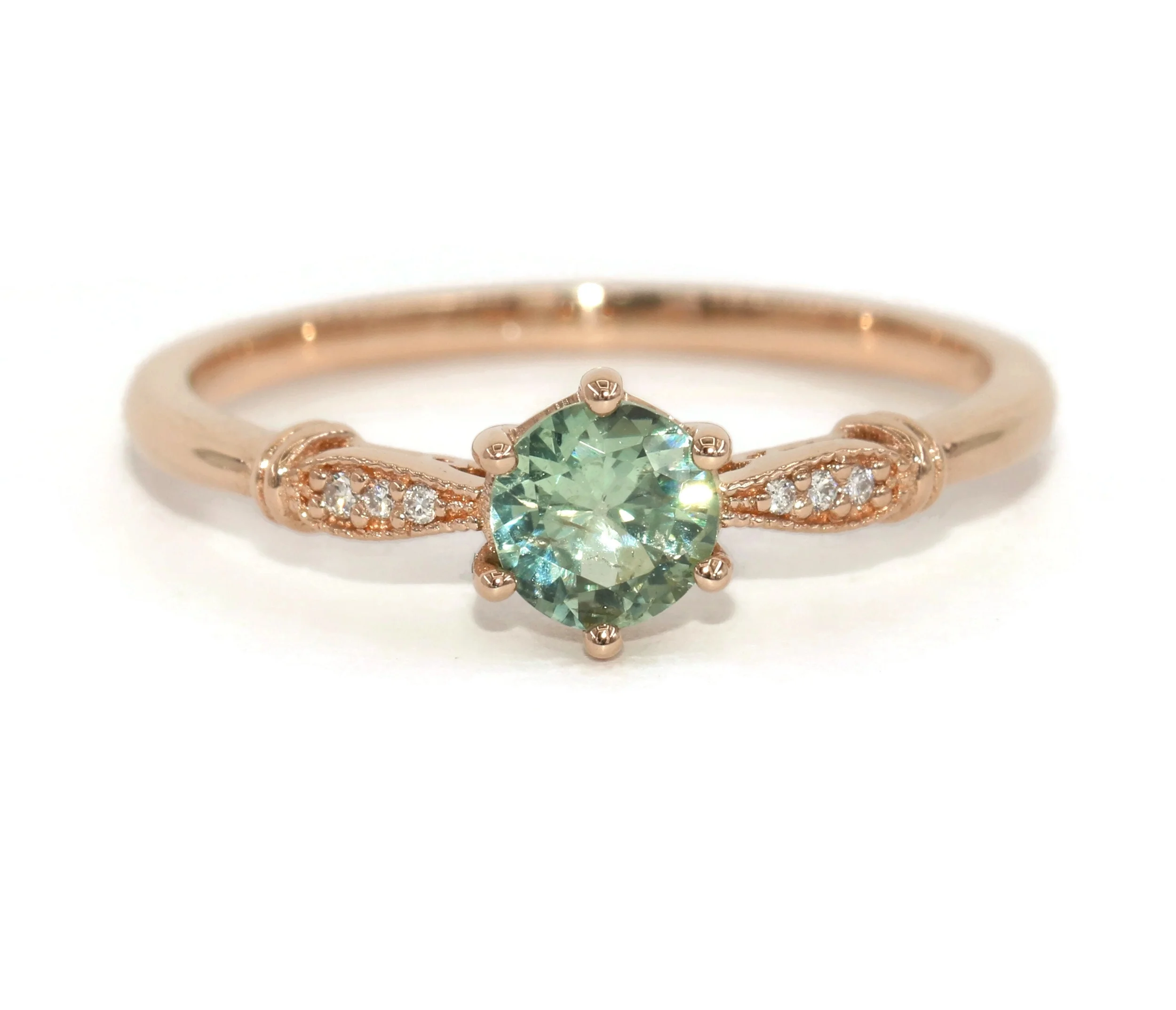 Edwardian Inspired Pastel Green Montana Sapphire Ring