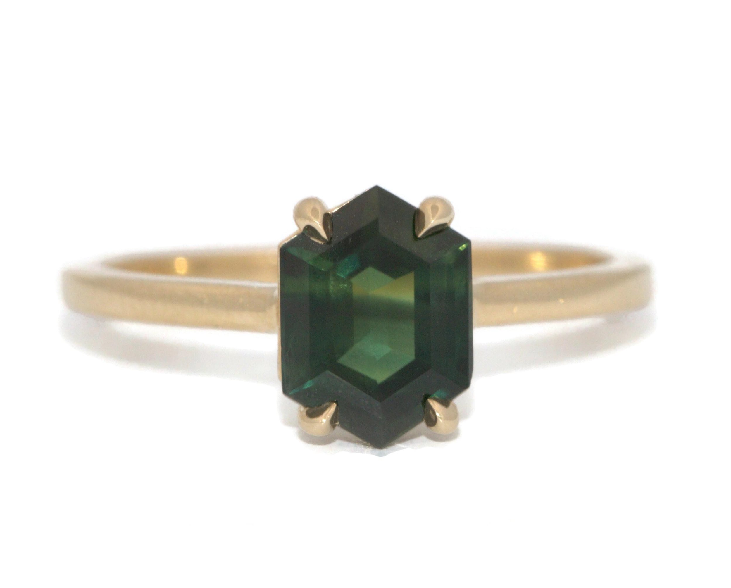 2 carat Elongated Hexagon Natural Sapphire Ring