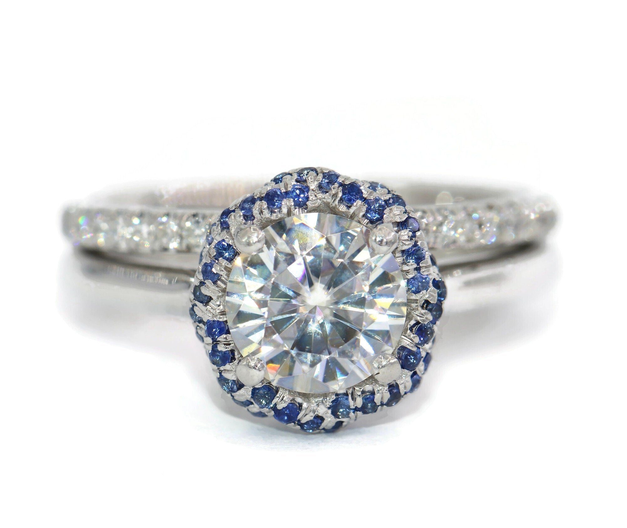 IGI Certified 2.25 ct Lab Diamond Double Rope Halo Rings Set
