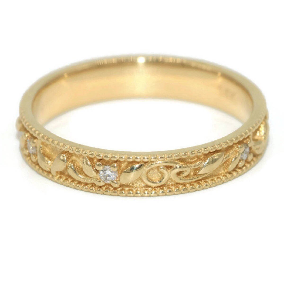 Vine Leaf Pattern Rustic Inspired Wedding Eternity Ring
