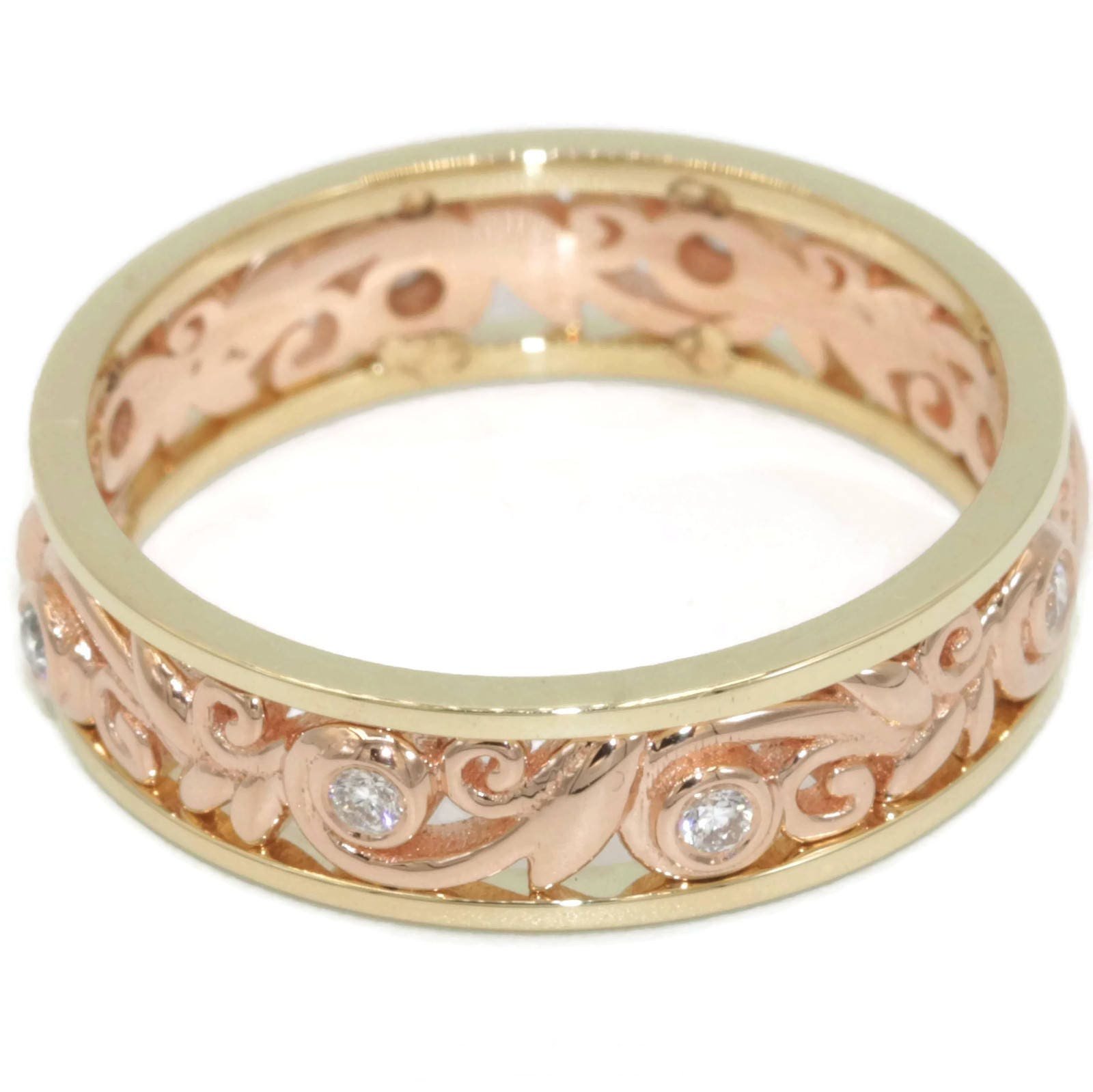 Foliage Vine Leaf Natural Diamonds Rustic Inspired Ring: Wedding Band