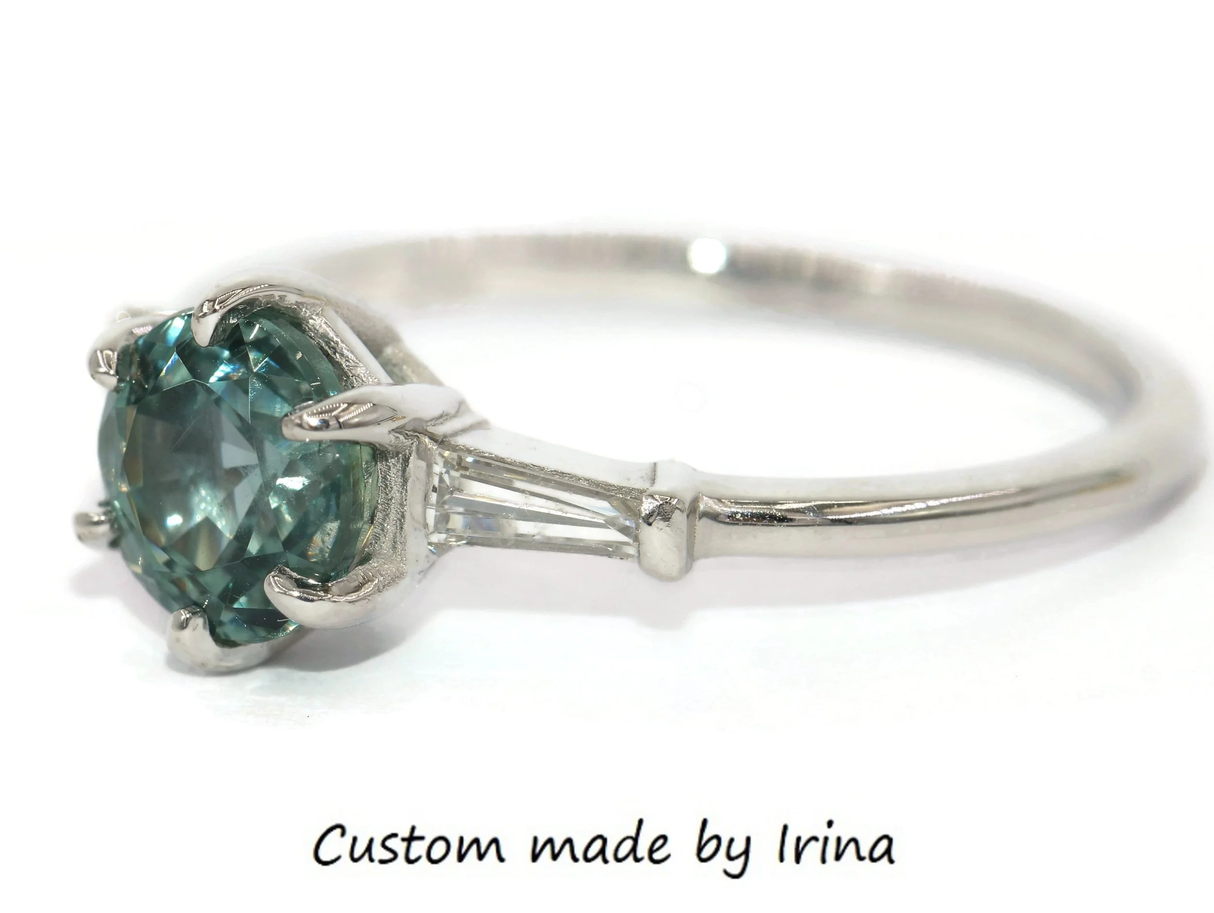 Custom 3 Stone 14k Solid Gold Ring, SETTING ONLY