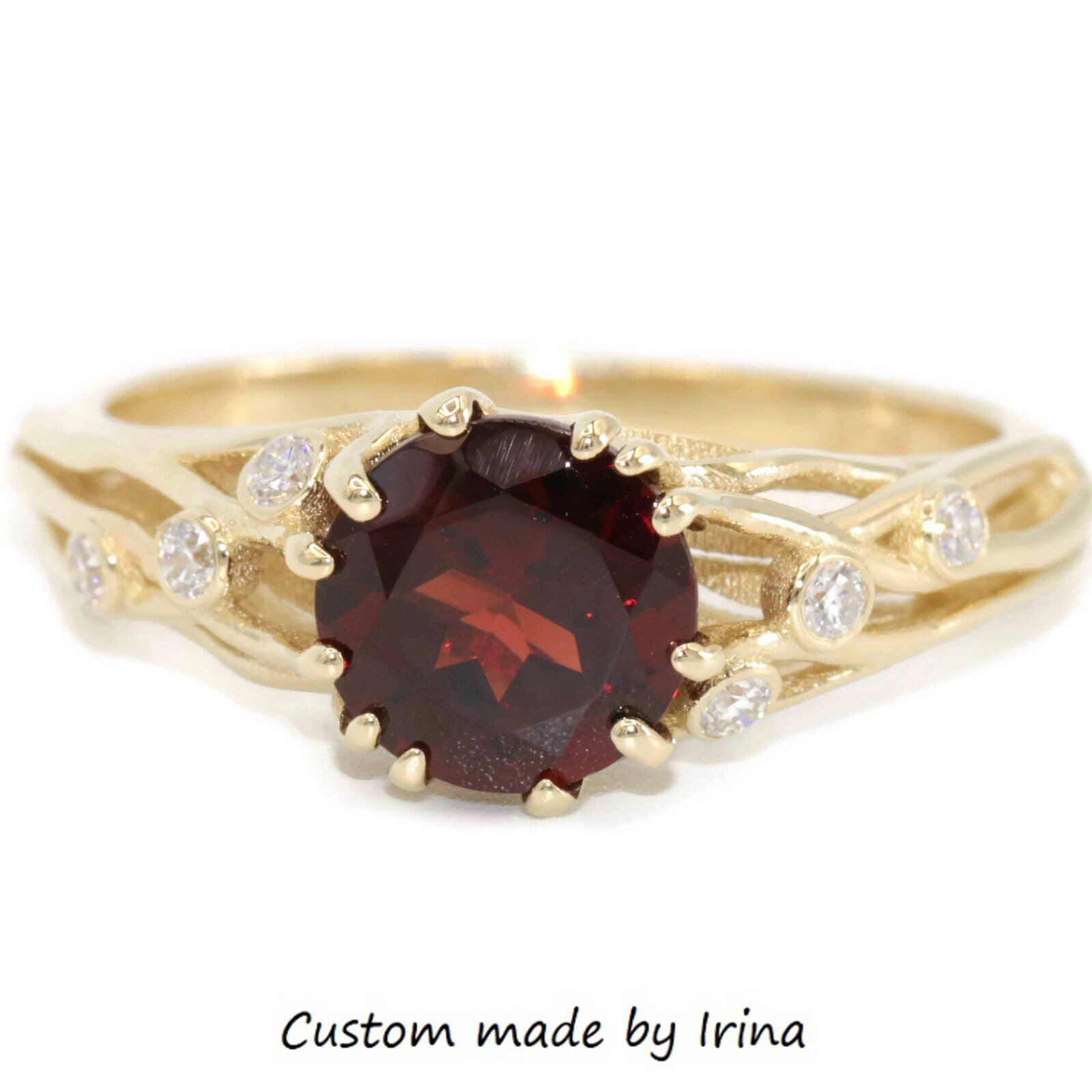 Custom Made Vines Garnet Ring