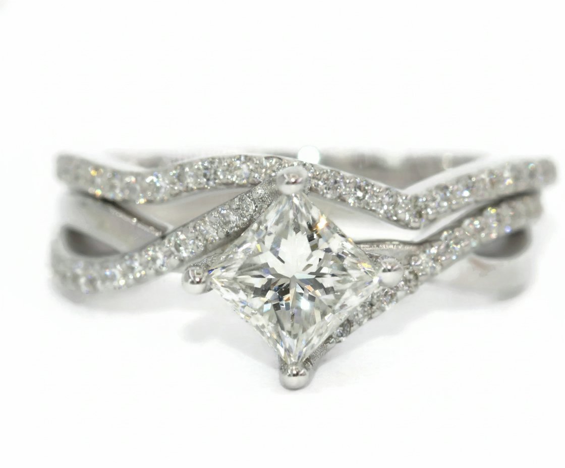 1.5 ct Princess IGI Certified Lab Diamond Bridal Rings Set