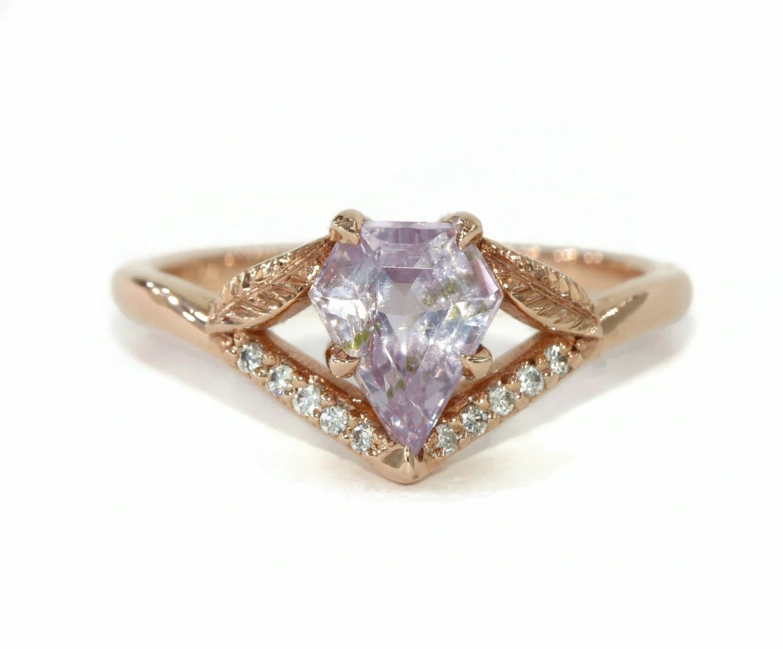 1 ct Shield Lavender Natural Sapphire Engagement Ring