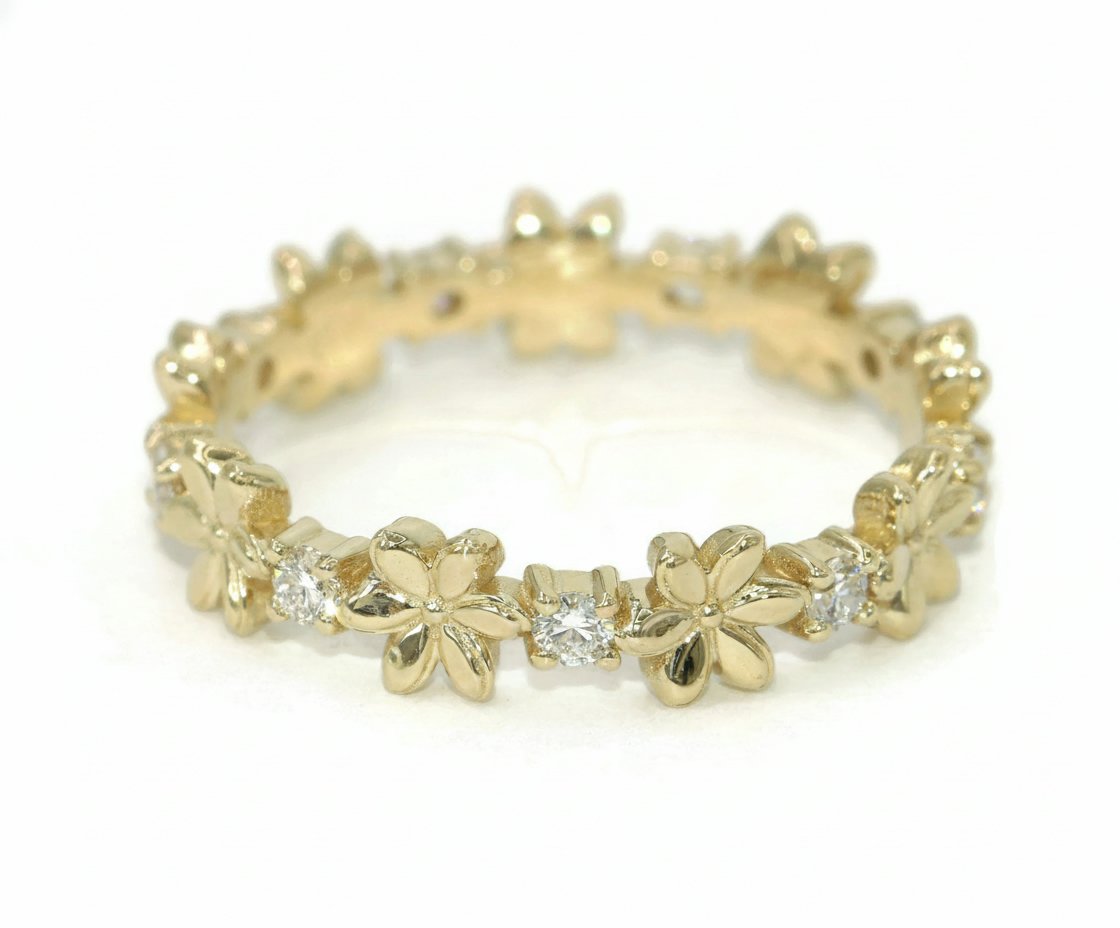 Custom Made Flower Diamond Eternity Ring