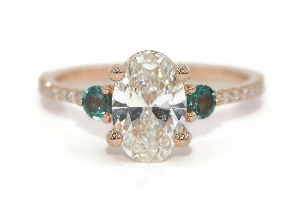 1.8 ct Oval IGI Certified Lab Diamond 3 Stone Engagement Ring