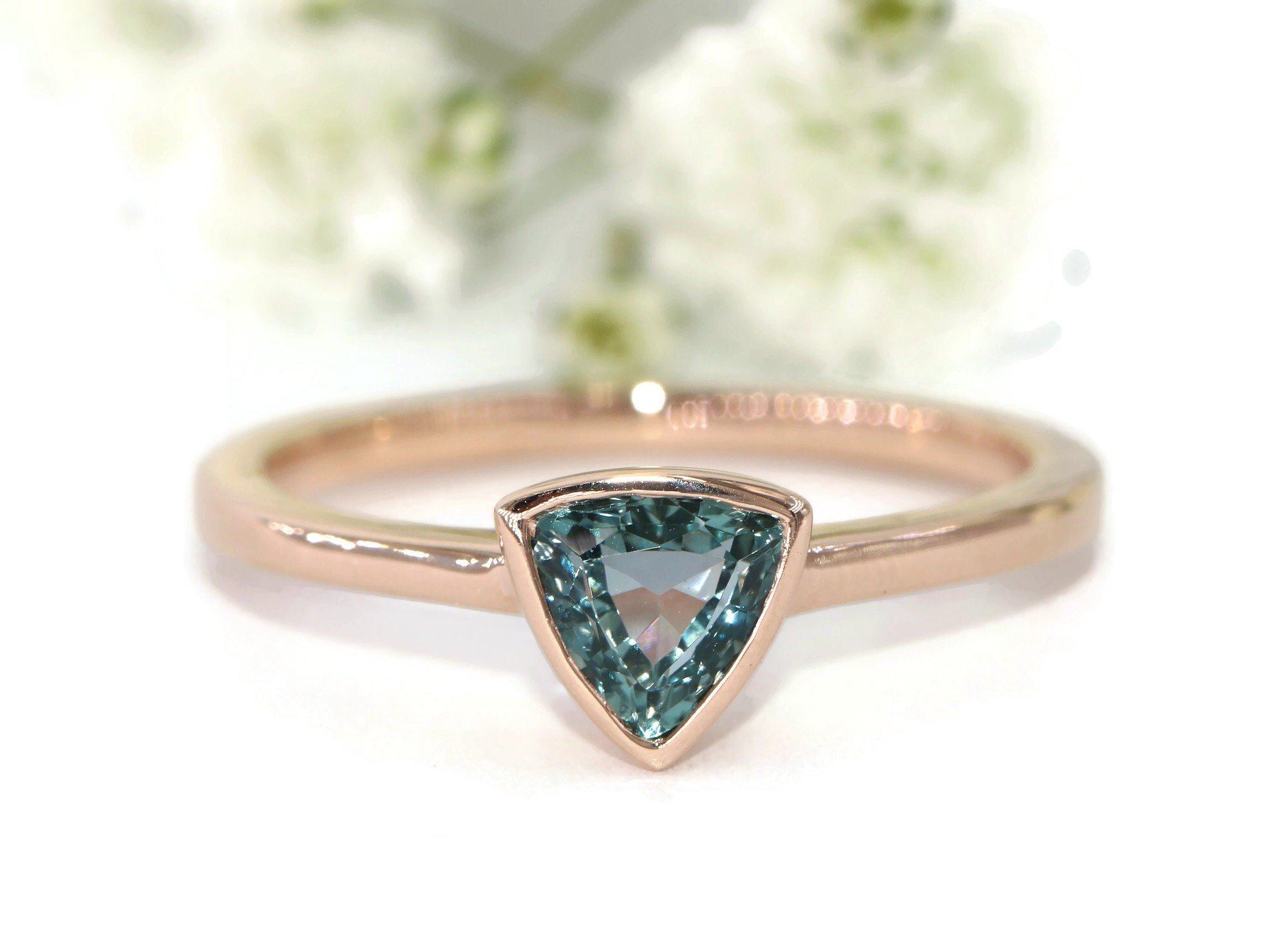 1 ct Bezel Solitaire Natural Sapphire Engagement Ring